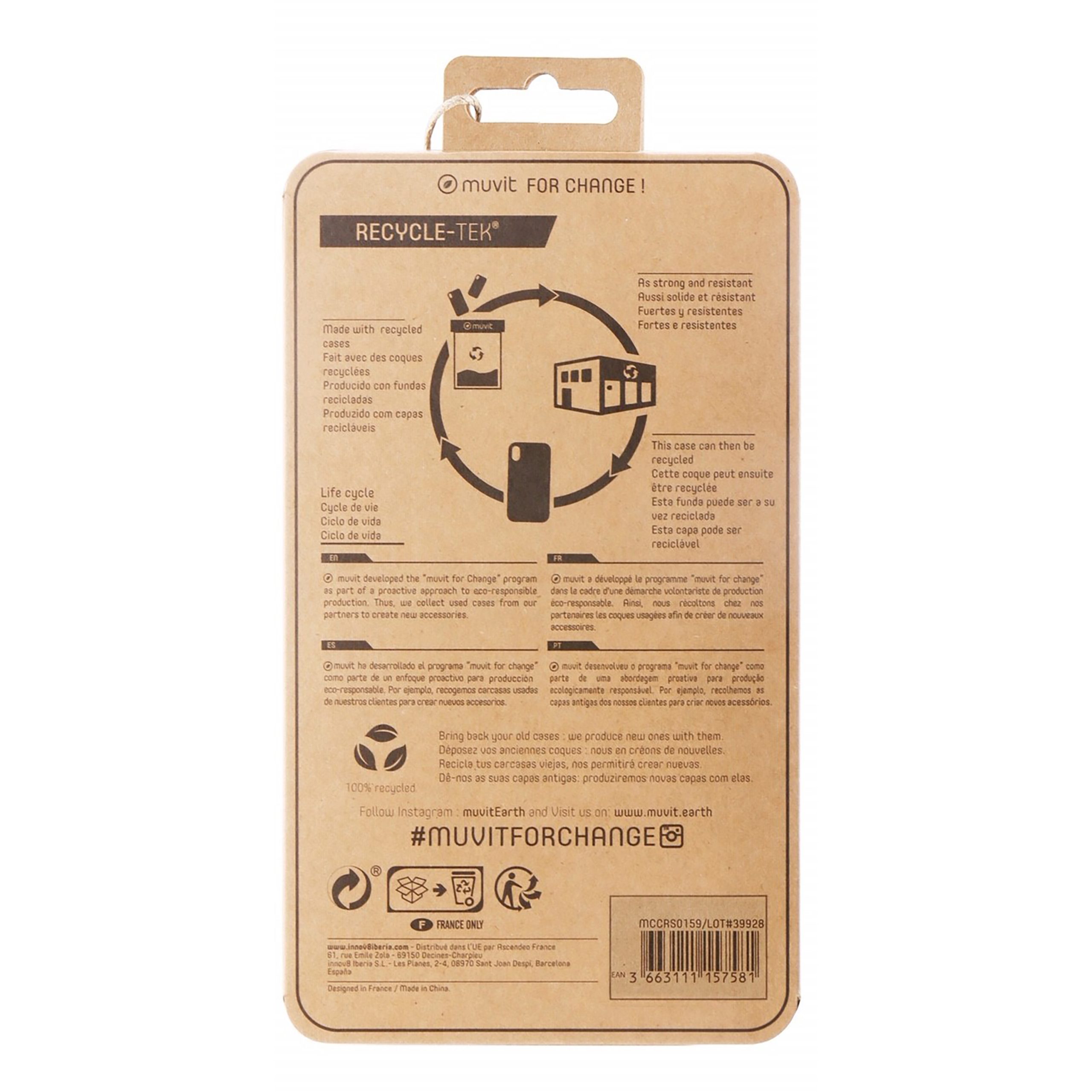 FUNDA MUVIT RECYCLETEK PARA APPLE IPHONE 13 PRO TRANSPARENTE