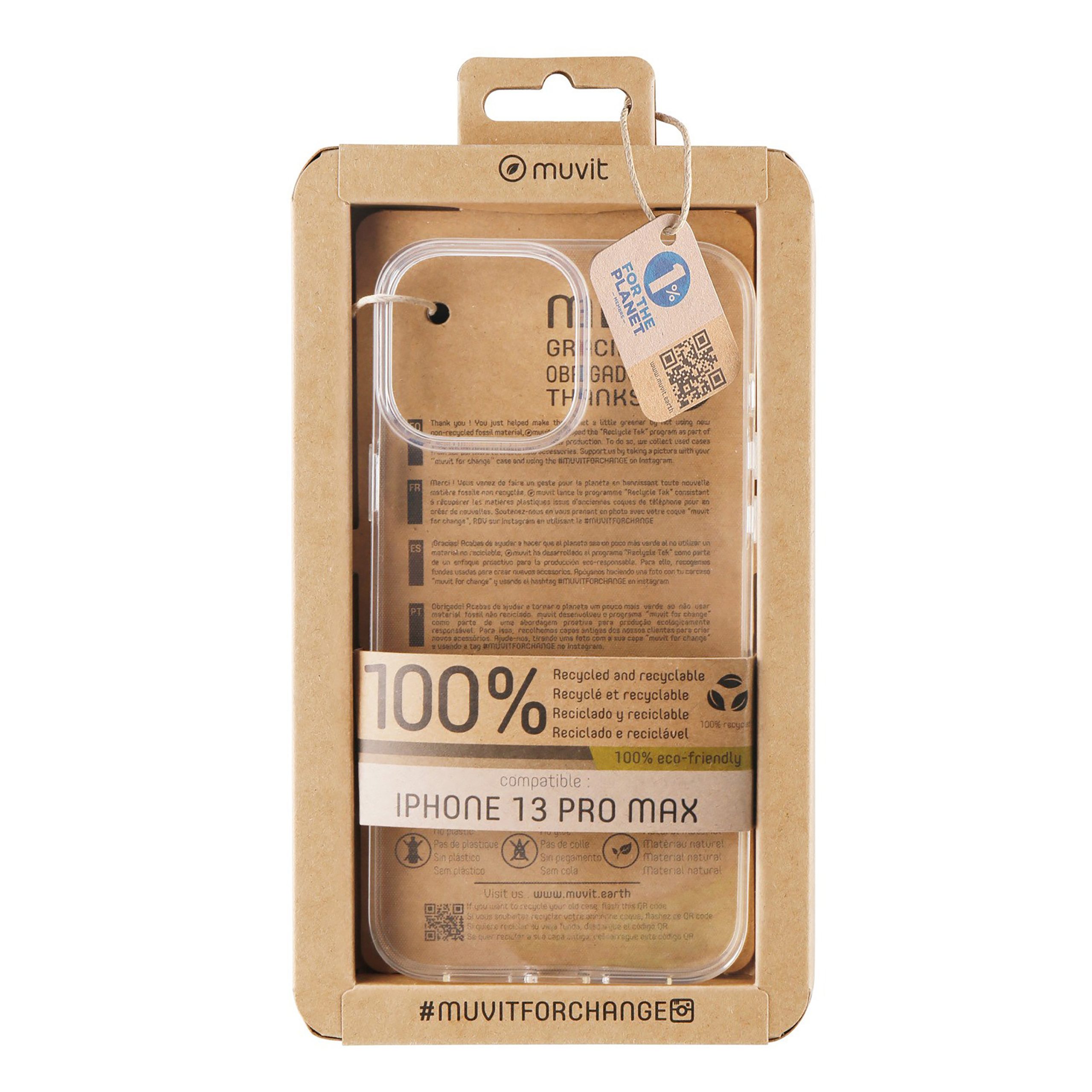 FUNDA MUVIT RECYCLETEK PARA APPLE IPHONE 13 PRO MAX TRANSPARENTE