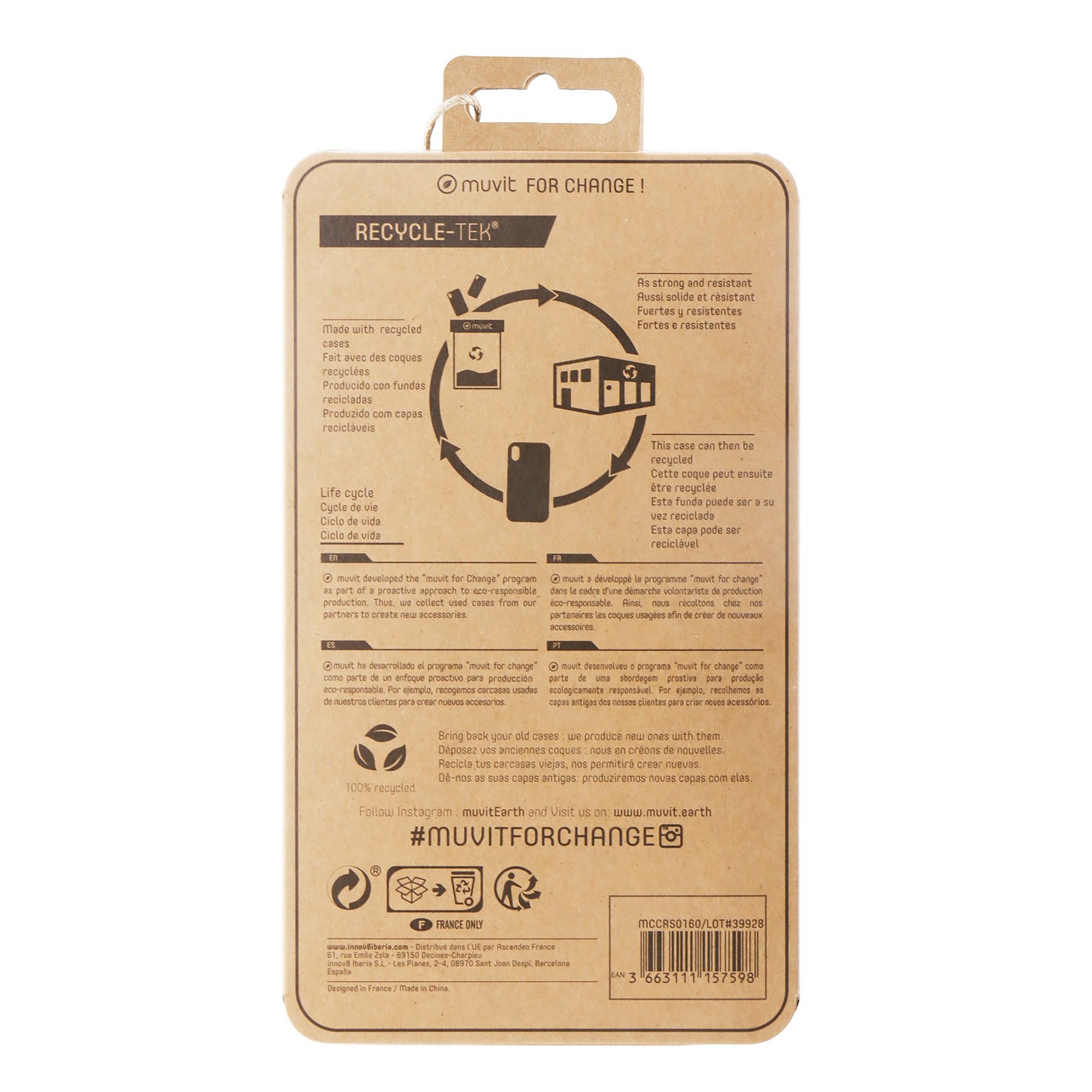 FUNDA MUVIT RECYCLETEK PARA APPLE IPHONE 13 PRO MAX TRANSPARENTE