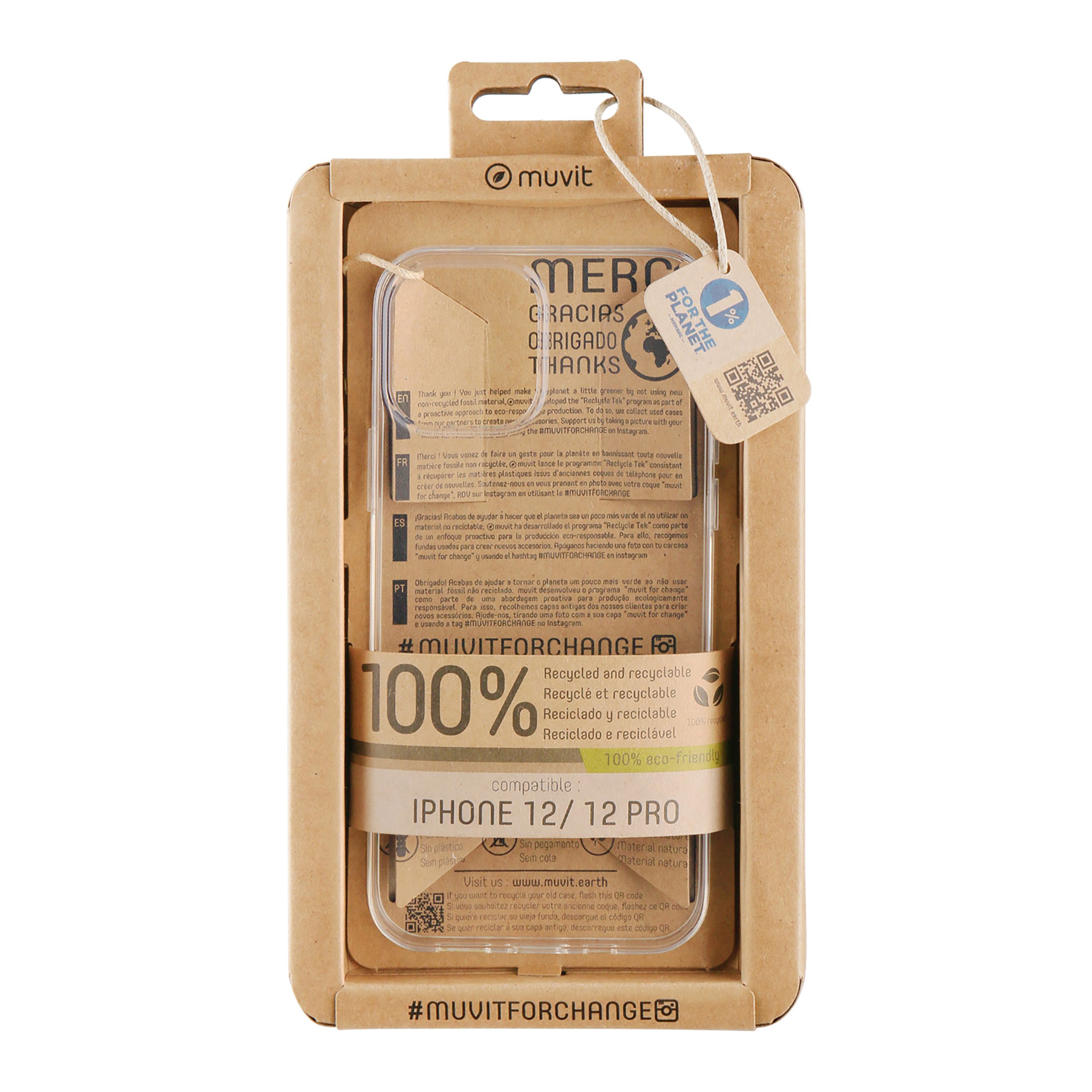 FUNDA MUVIT RECYCLETEK PARA APPLE IPHONE 12/12 PRO TRANSPARENTE