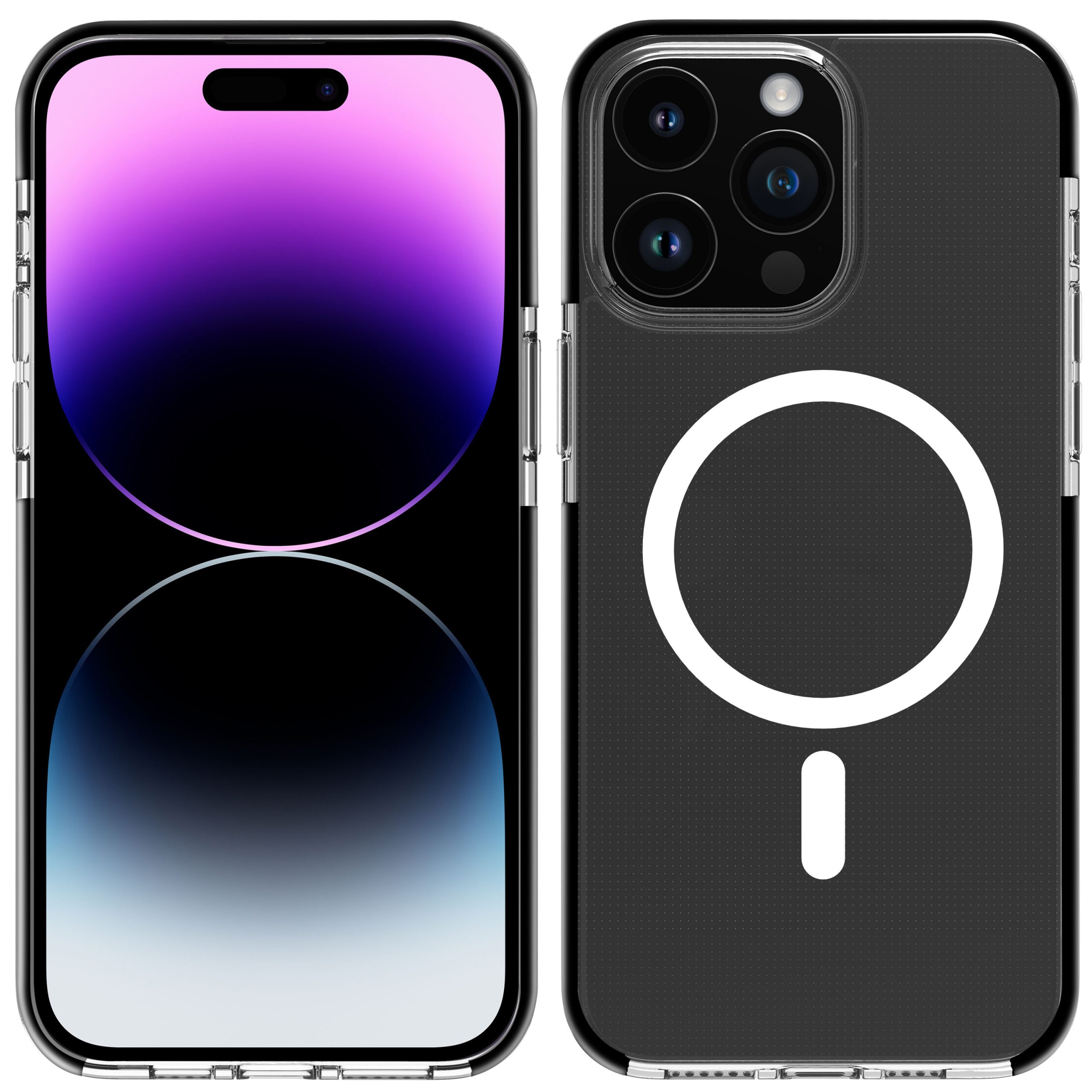 FUNDA MUVIT RECYCLETEK MAGSAFE SHOCKPROOF 3M PARA APPLE IPHONE 15 PRO MAX TRANSPARENTE/NEGRA