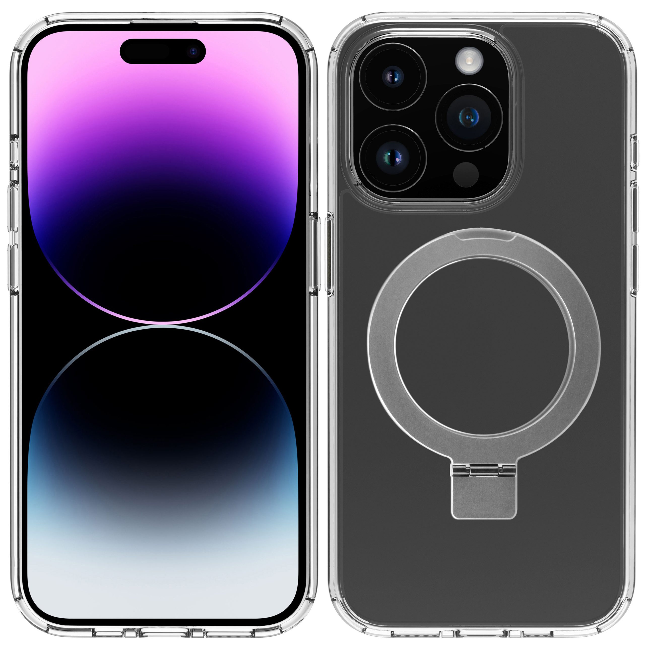 FUNDA MUVIT RECYCLETEK MAGSAFE + SOPORTE PARA IPHONE 15 PRO MAX TRANSPARENTE