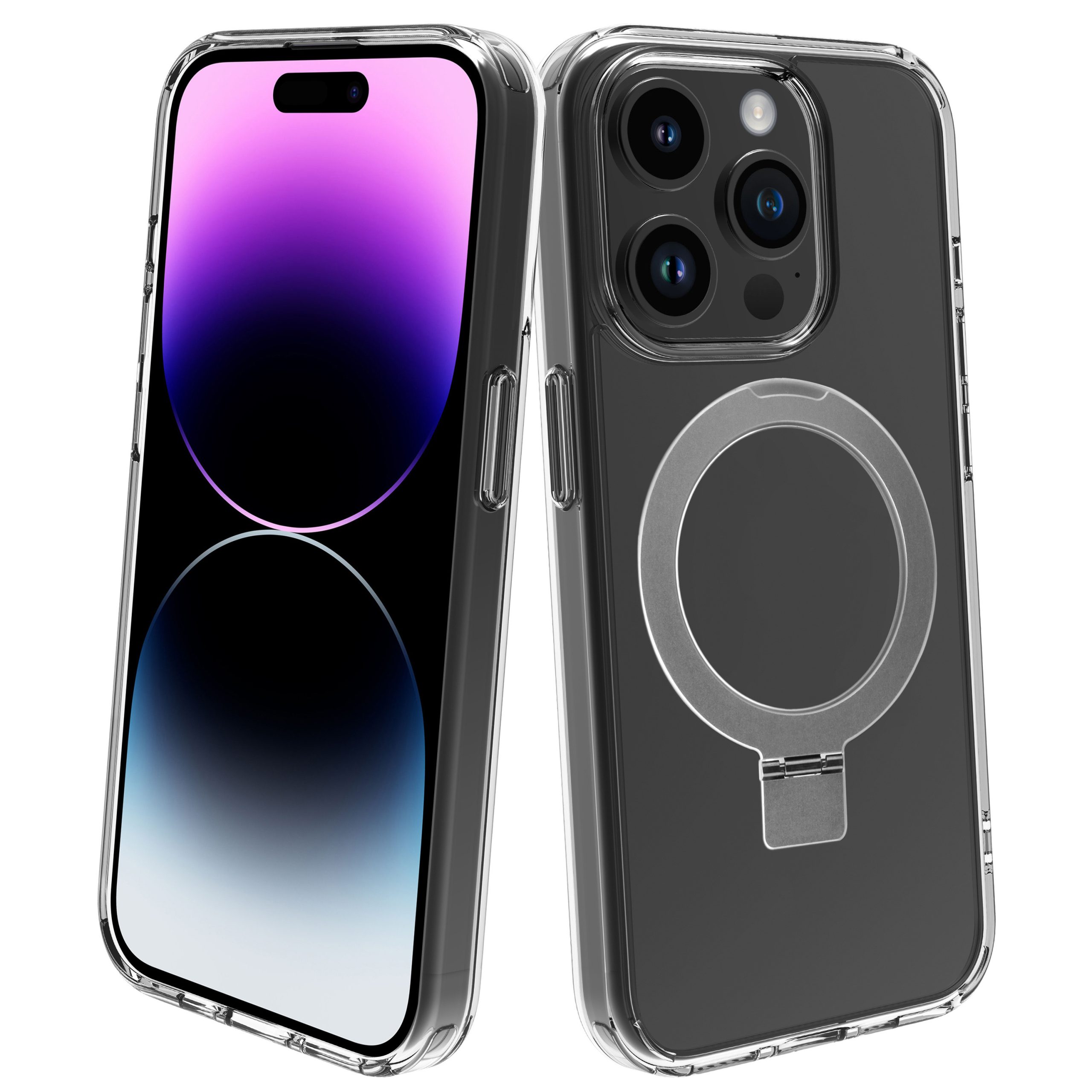 FUNDA MUVIT RECYCLETEK MAGSAFE + SOPORTE PARA IPHONE 15 PRO MAX TRANSPARENTE