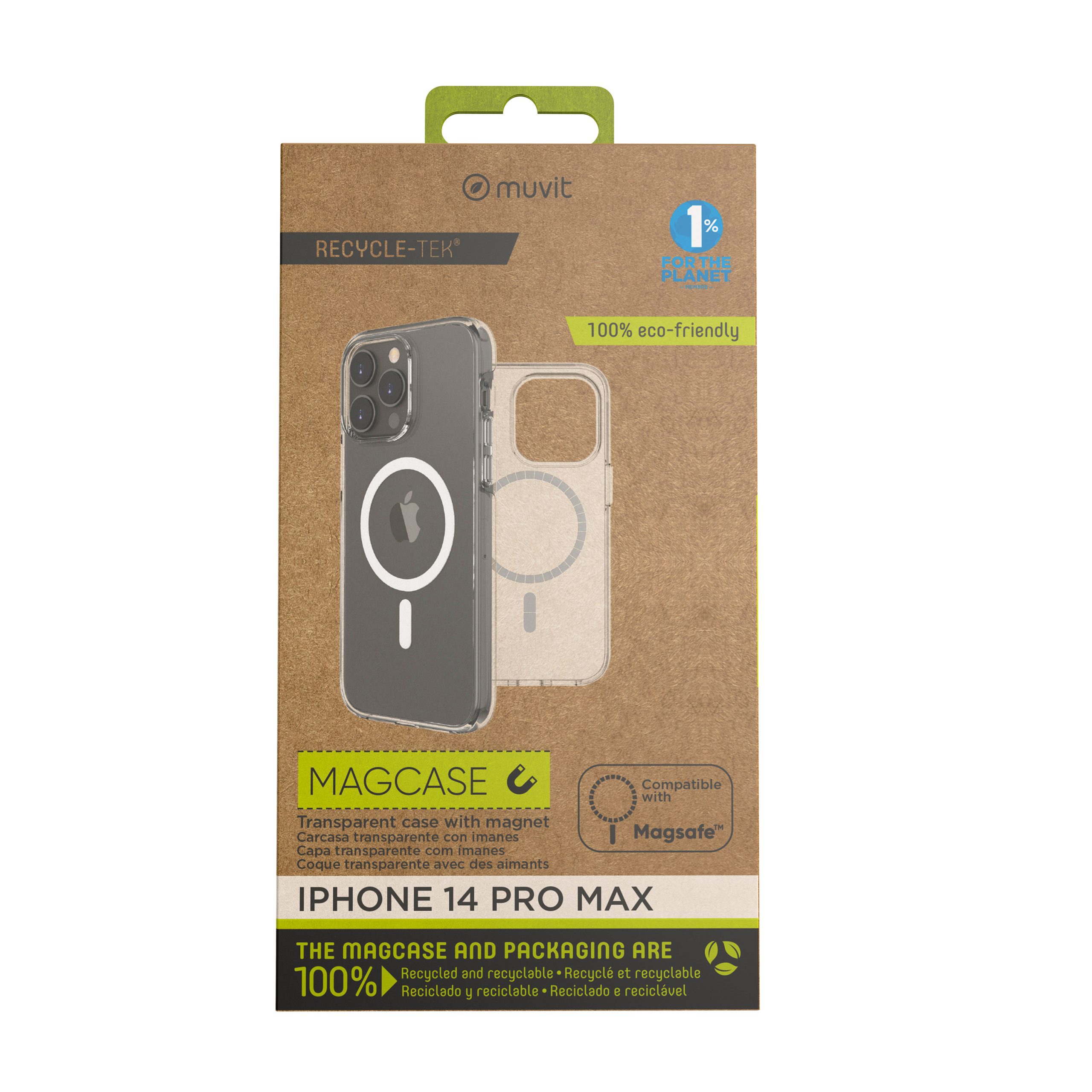 FUNDA MUVIT RECYCLETEK MAGSAFE PARA APPLE IPHONE 14 PRO MAX TRANSPARENTE