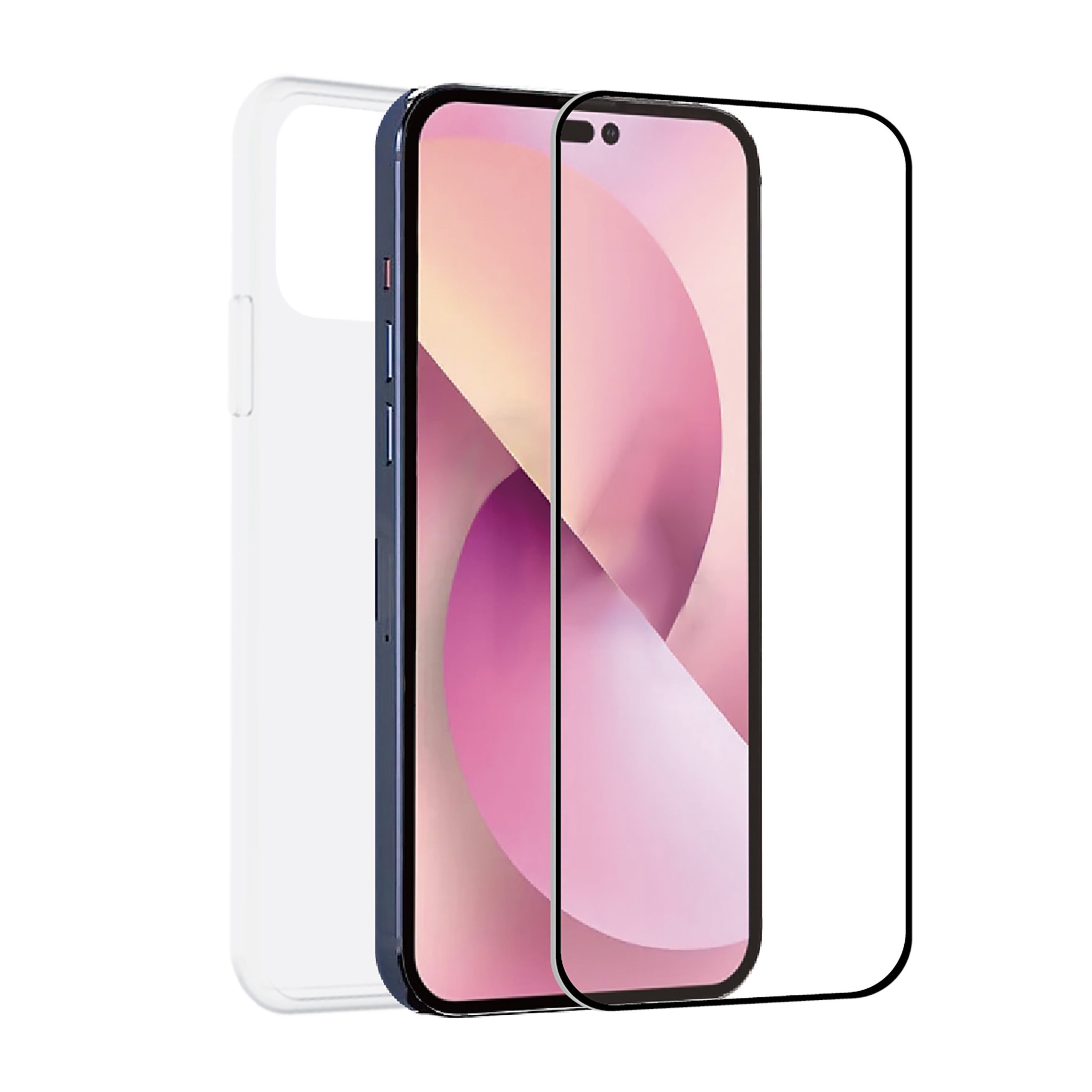 FUNDA MUVIT PARA IPHONE 14 PRO + PROTECTOR PANTALLA VIDRIO TEMPLADO PLANO MARCO NEGRO