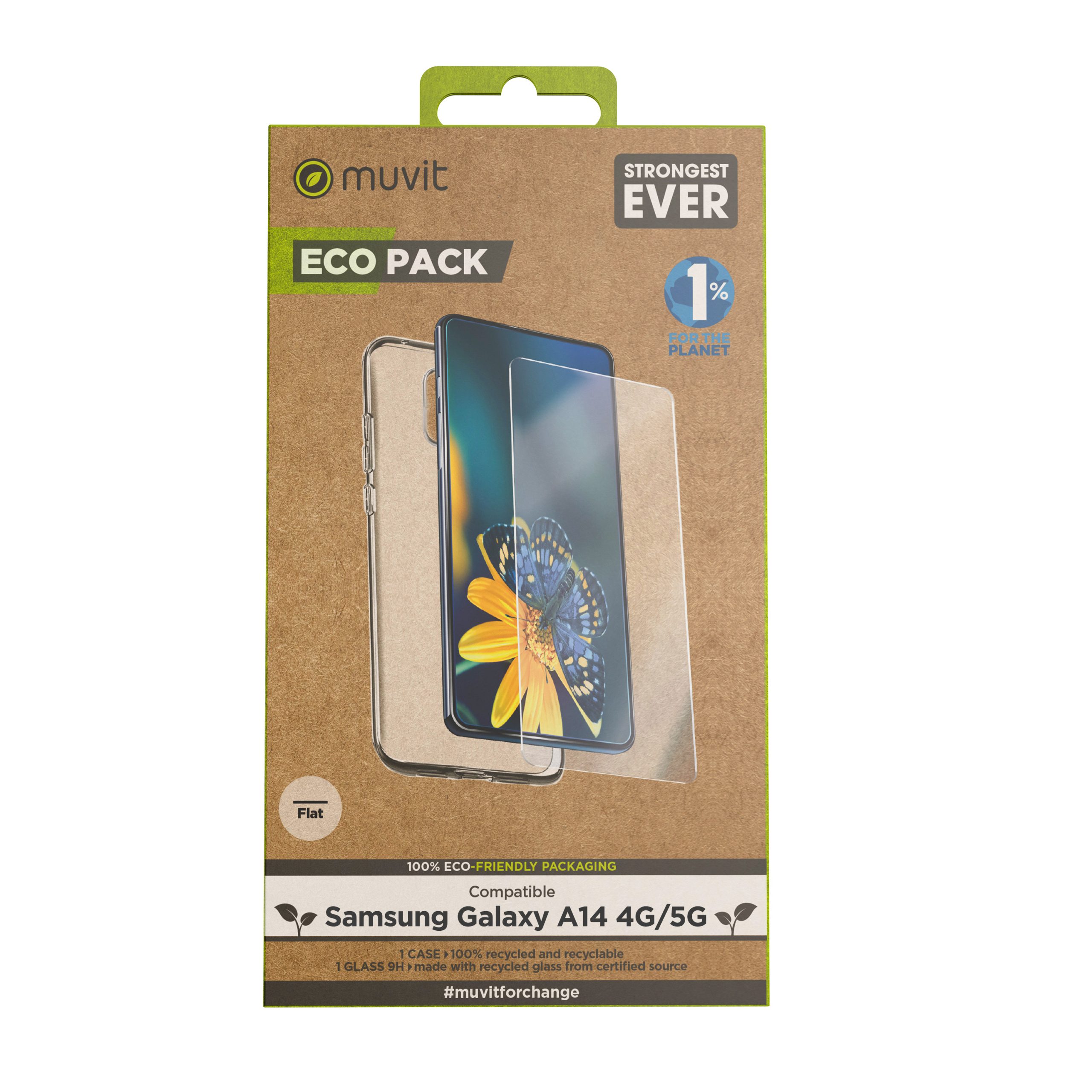 FUNDA MUVIT PARA SAMSUNG GALAXY A14 4G/5G + PROTECTOR DE PANTALLA VIDRIO TEMPLADO PLANO