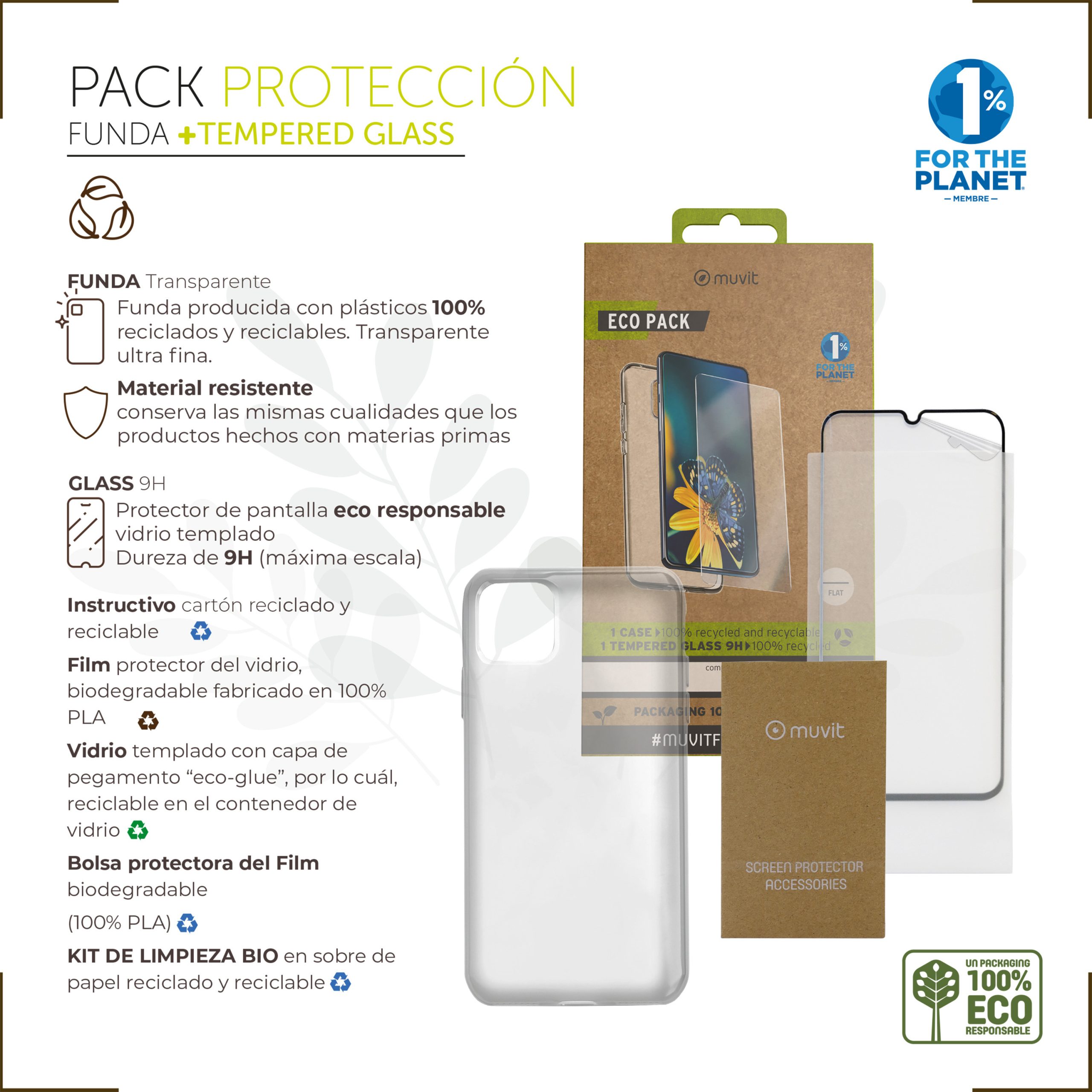 FUNDA MUVIT PARA SAMSUNG GALAXY A14 4G/5G + PROTECTOR DE PANTALLA VIDRIO TEMPLADO PLANO