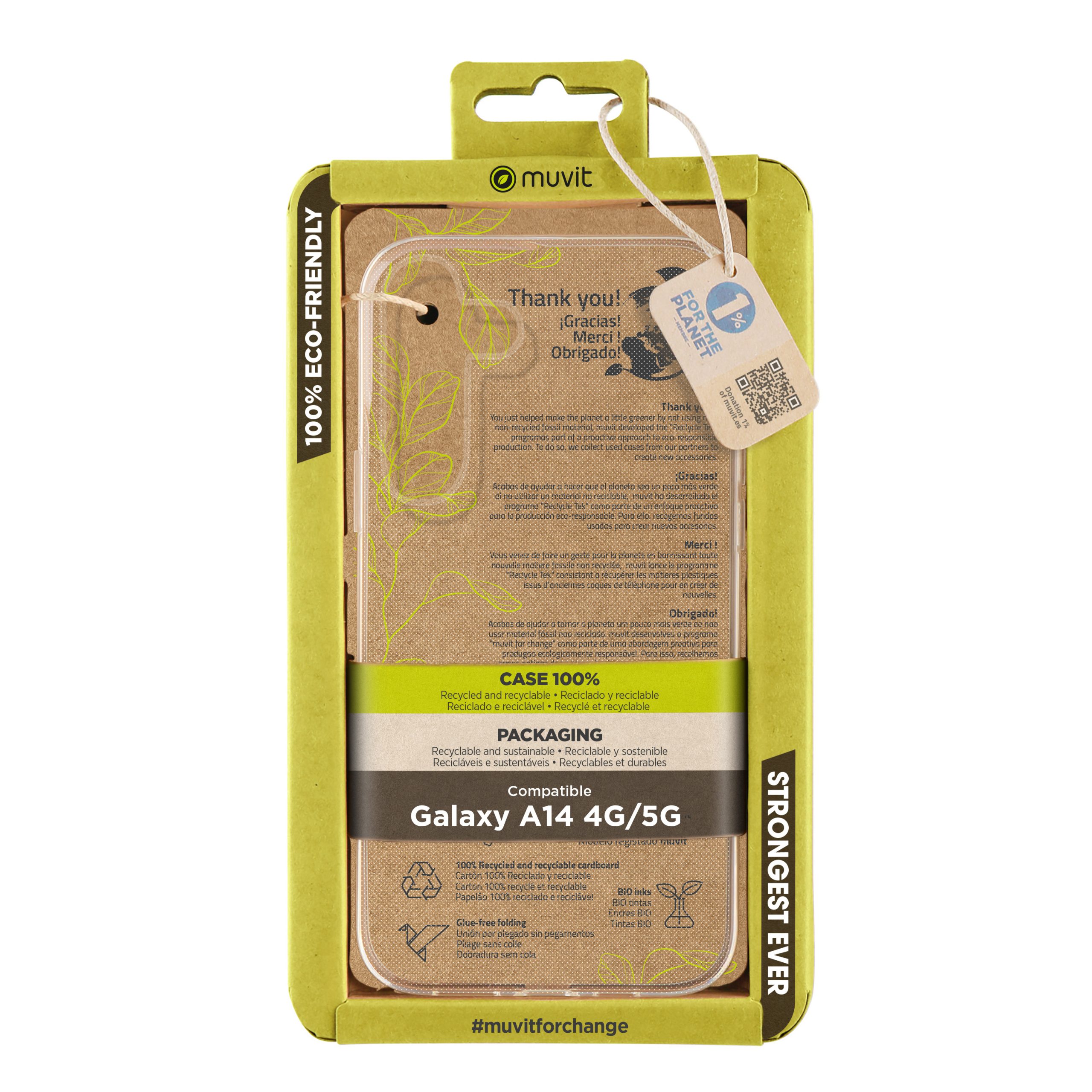FUNDA MUVIT RECYCLETEK PARA SAMSUNG GALAXY A14 4G/5G TRANSPARENTE
