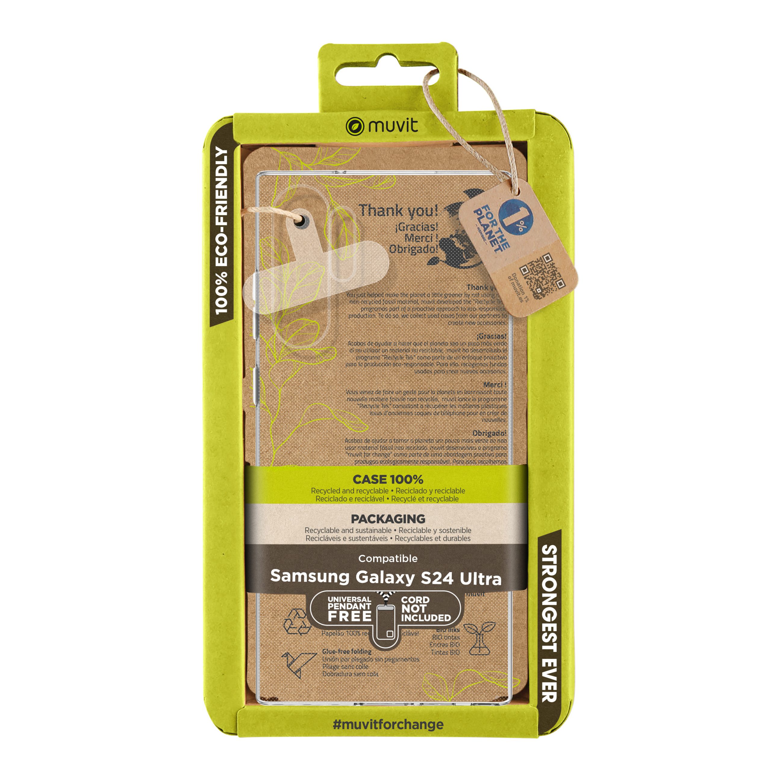 FUNDA MUVIT RECYCLETEK PARA SAMSUNG GALAXY S24 ULTRA TRANSPARENTE