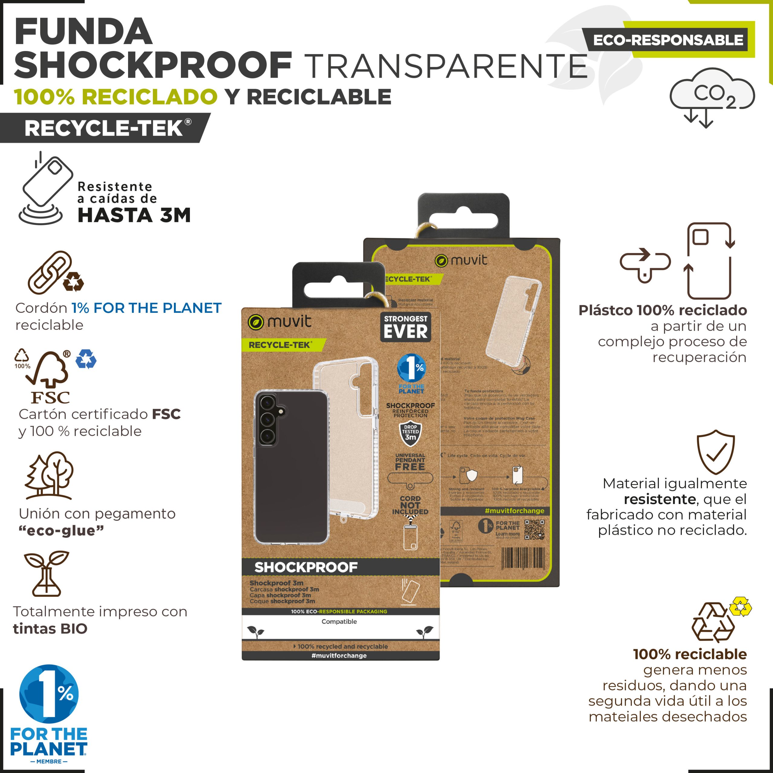 FUNDA MUVIT SHOCKPROOF 3M PARA SAMSUNG GALAXY S24 TRANSPARENTE