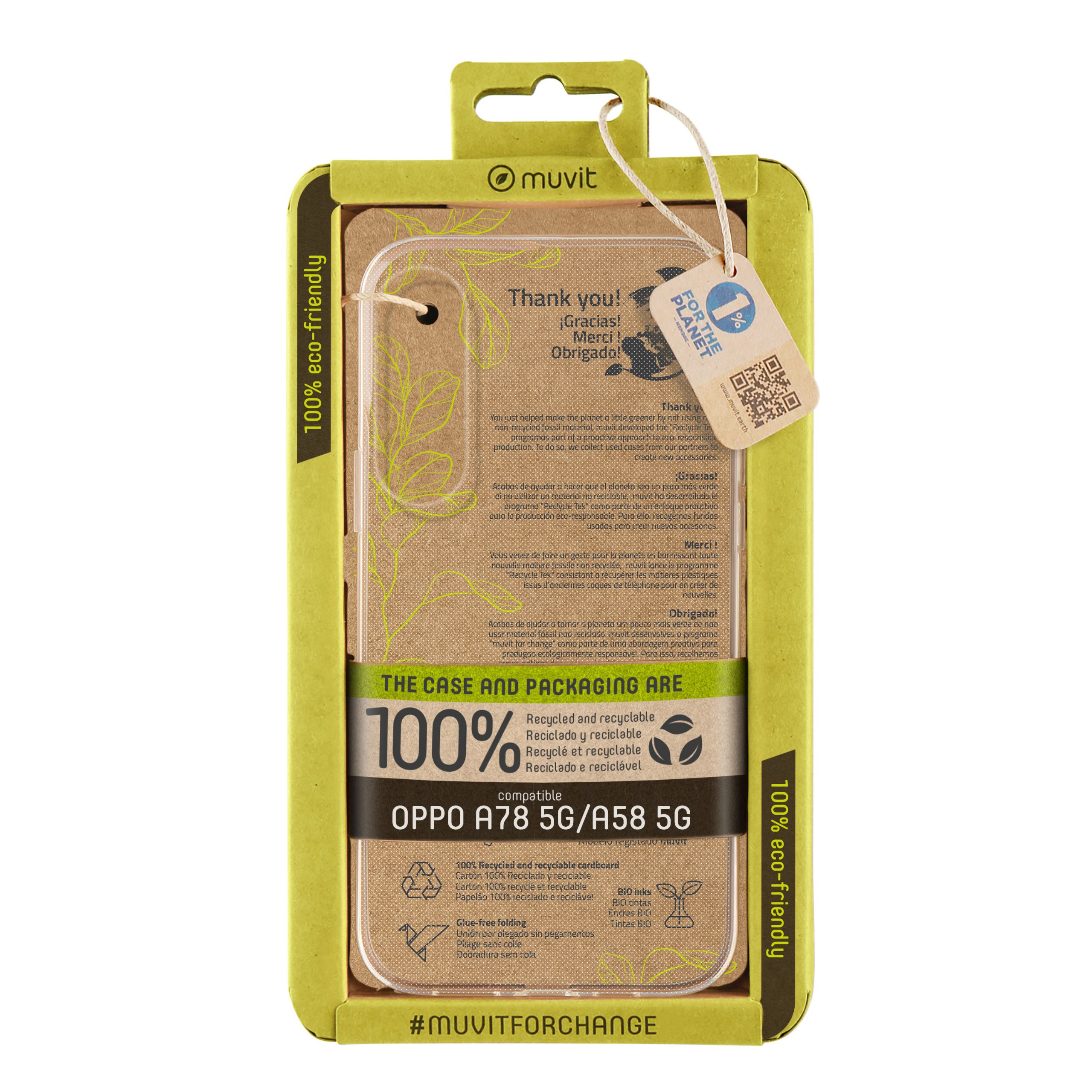 FUNDA MUVIT RECYCLETEK PARA OPPO A78 5G/A58 5G TRANSPARENTE