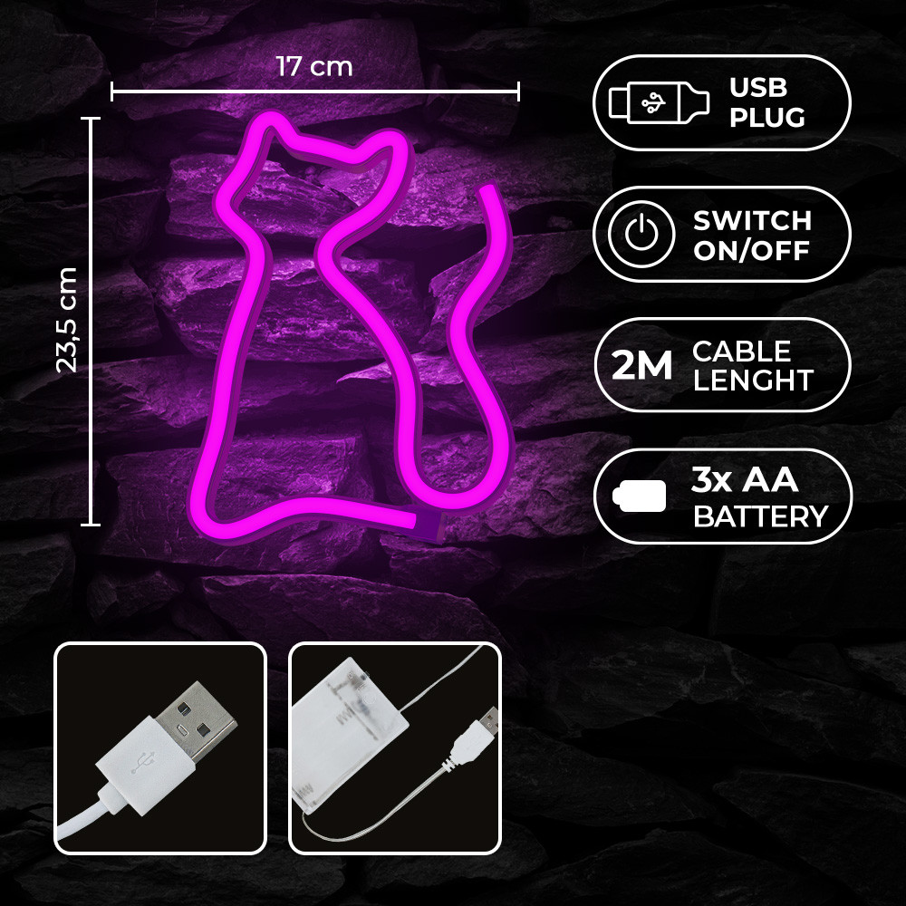 LAMPARA FOREVER NEON LED CAT PINK