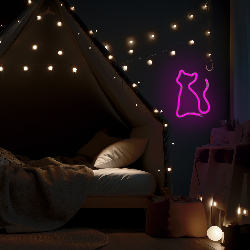 LAMPARA FOREVER NEON LED CAT PINK