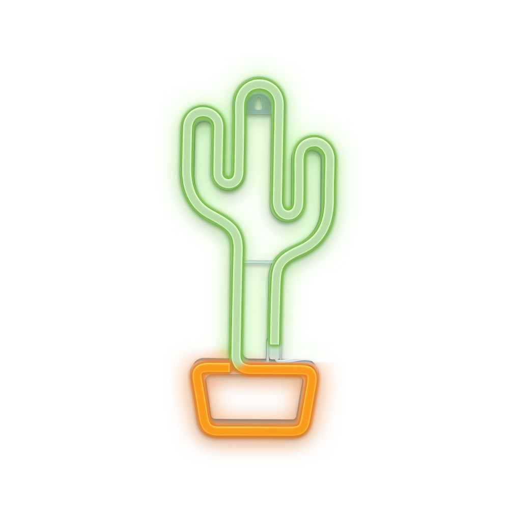 LAMPARA FOREVER NEON LED CACTUS ORANGE GREEN