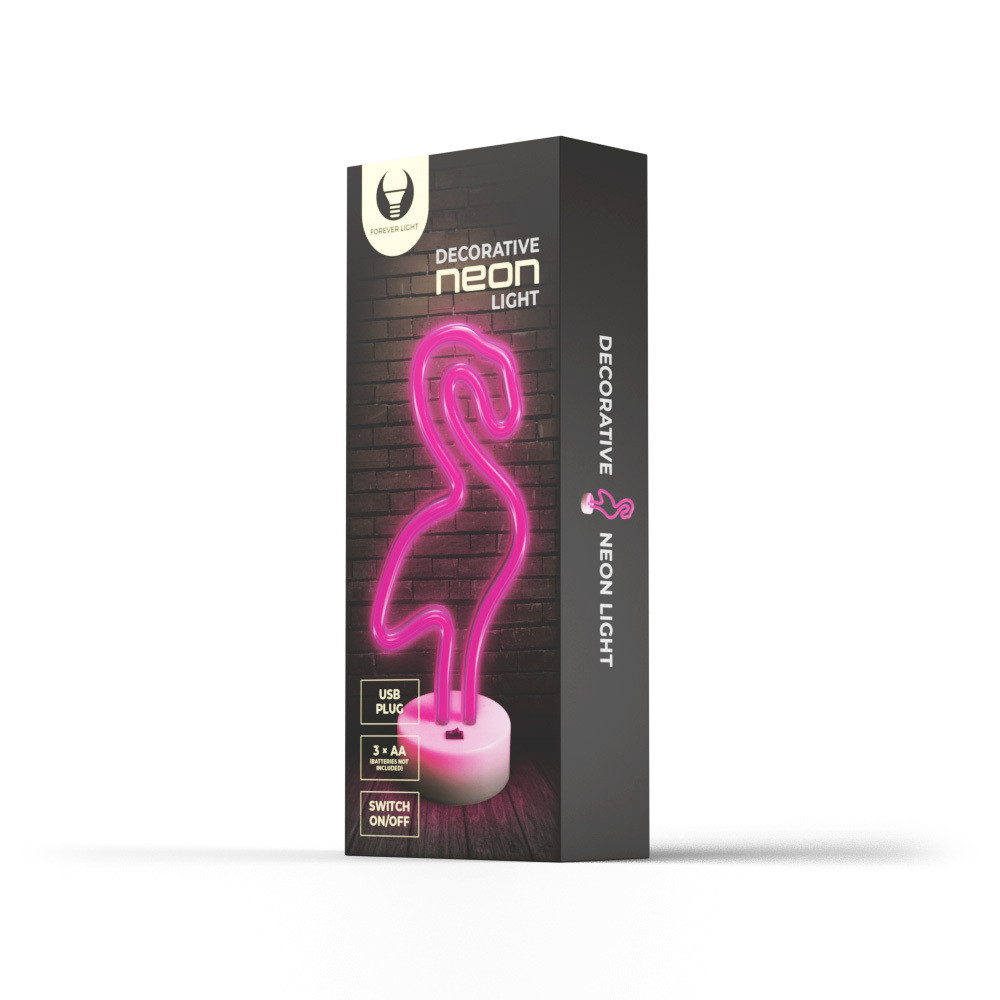 LAMPARA FOREVER NEON LED ON A STAND FLAMINGO PINK