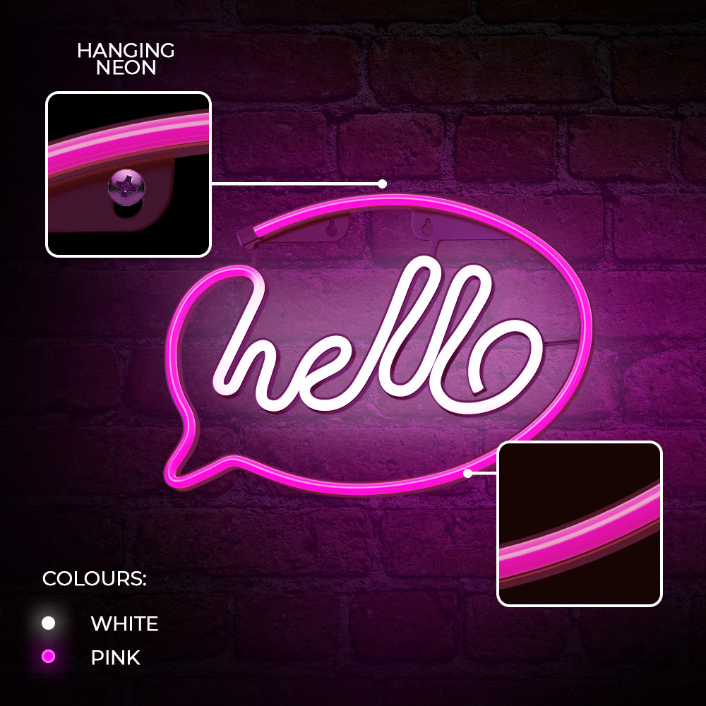 LAMPARA FOREVER NEON LED HELLO PINK WHITE