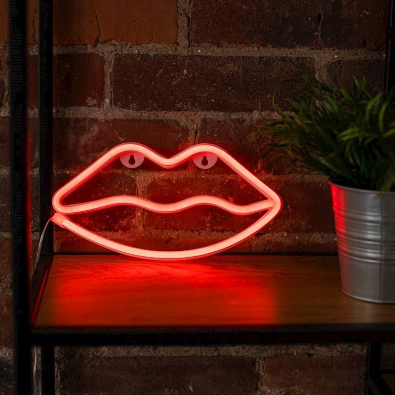 LAMPARA FOREVER NEON LED LIPS RED