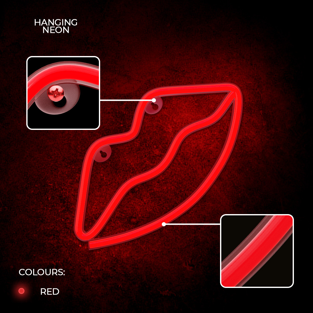 LAMPARA FOREVER NEON LED LIPS RED