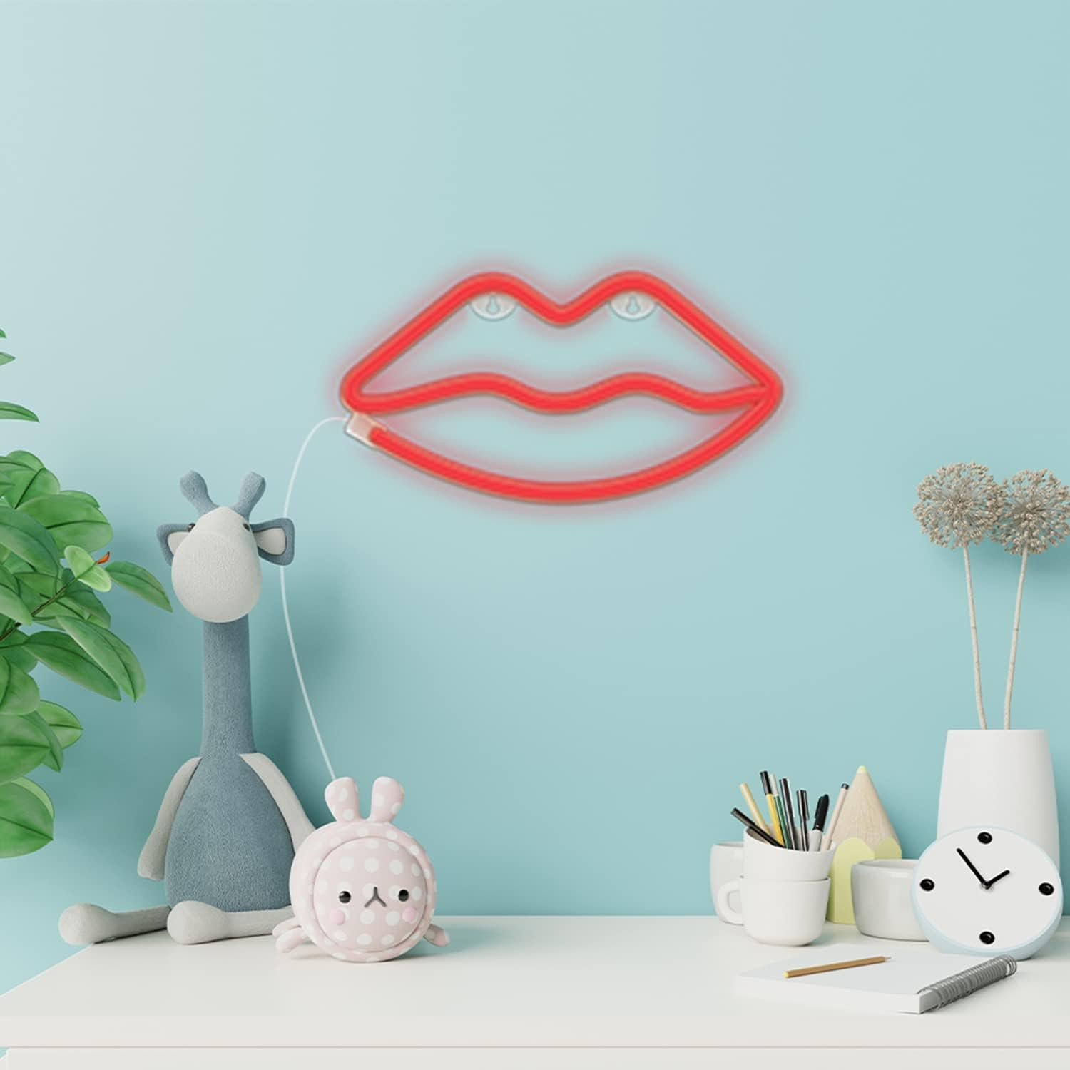 LAMPARA FOREVER NEON LED LIPS RED