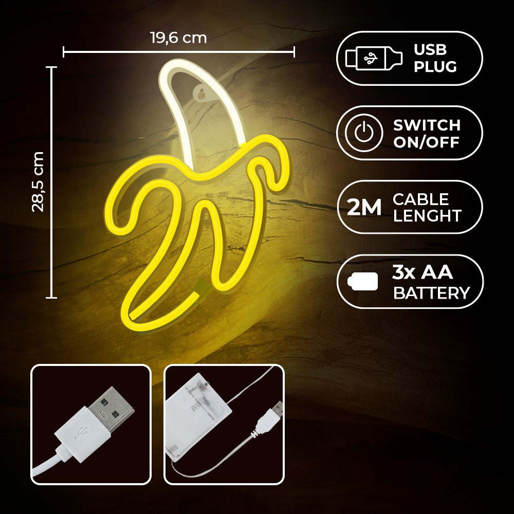 LAMPARA FOREVER NEON LED BANANA WHITE YELLOW