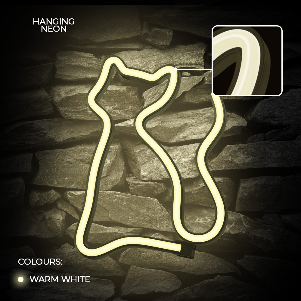 LAMPARA FOREVER NEON LED LIGHT CAT WARM WHITE BAT+USB