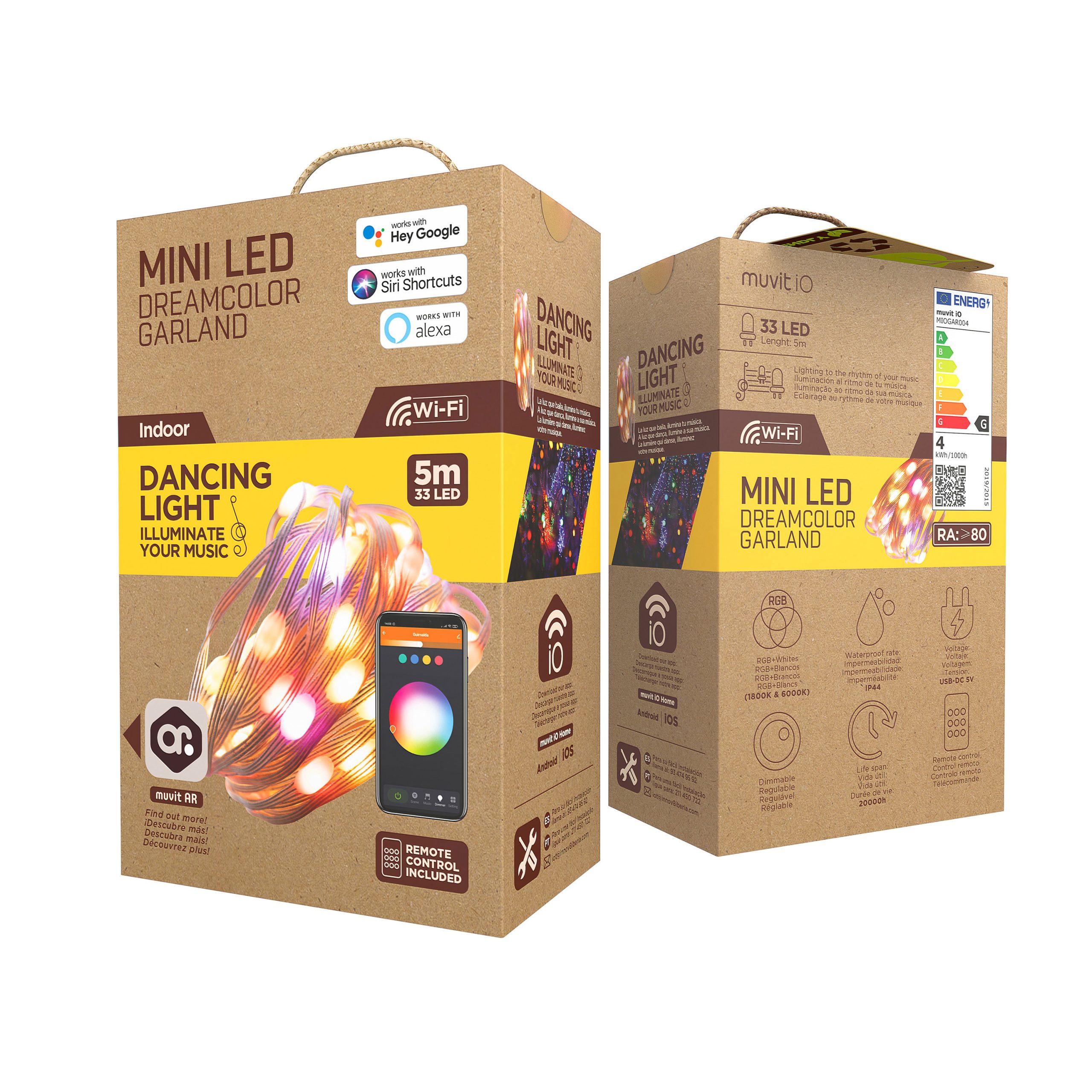 GUIRNALDA LUCES MUVIT IO WIFI DREAMCOLOR MINI LED RGB 5M