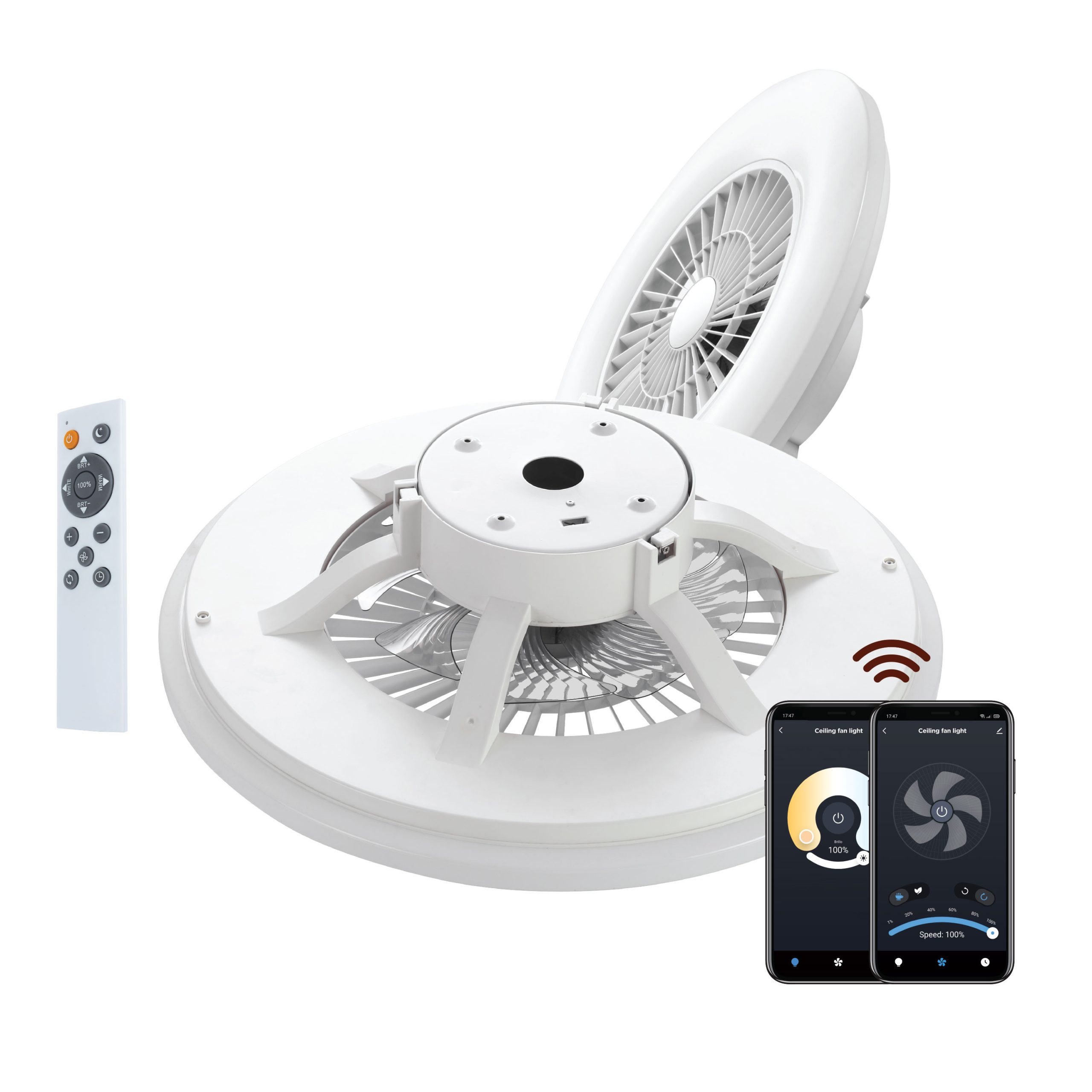 LAMPARA TECHO MUVIT IO WIFI 40W BLANCO + VENTILADOR 20W