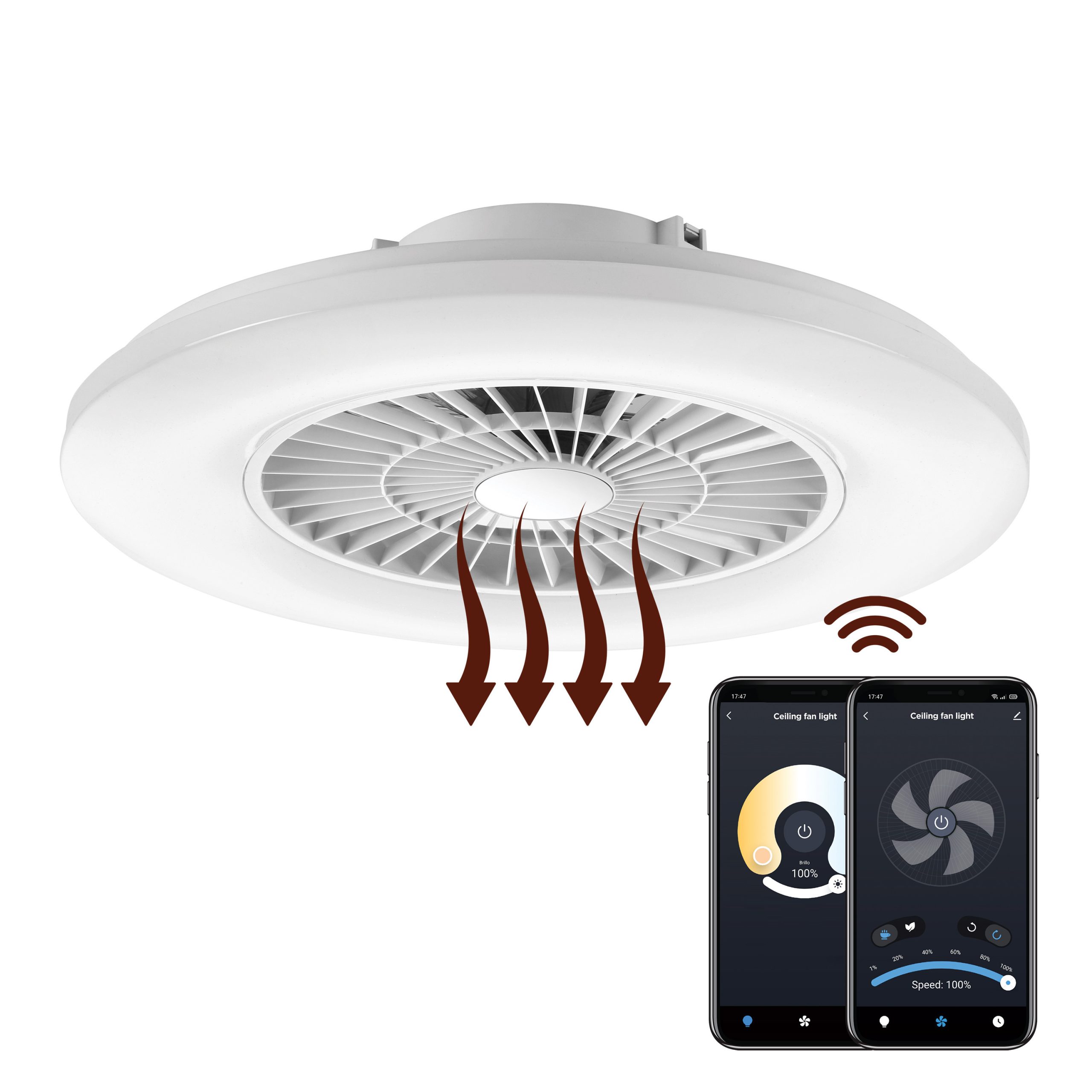 LAMPARA TECHO MUVIT IO WIFI 40W BLANCO + VENTILADOR 20W