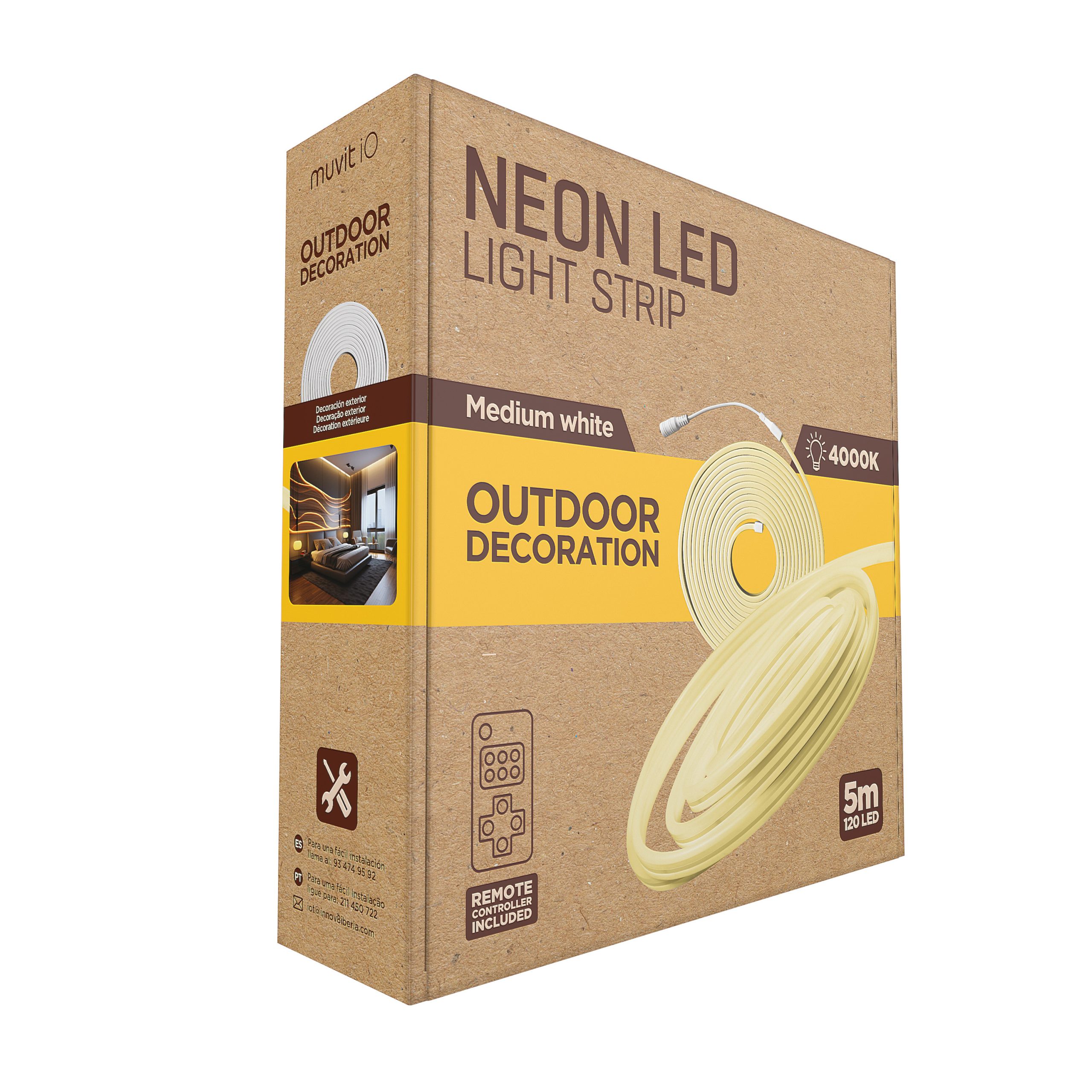 TIRA LED MUVIT IO NEON IP65 4000W 5M BLANCO MEDIO