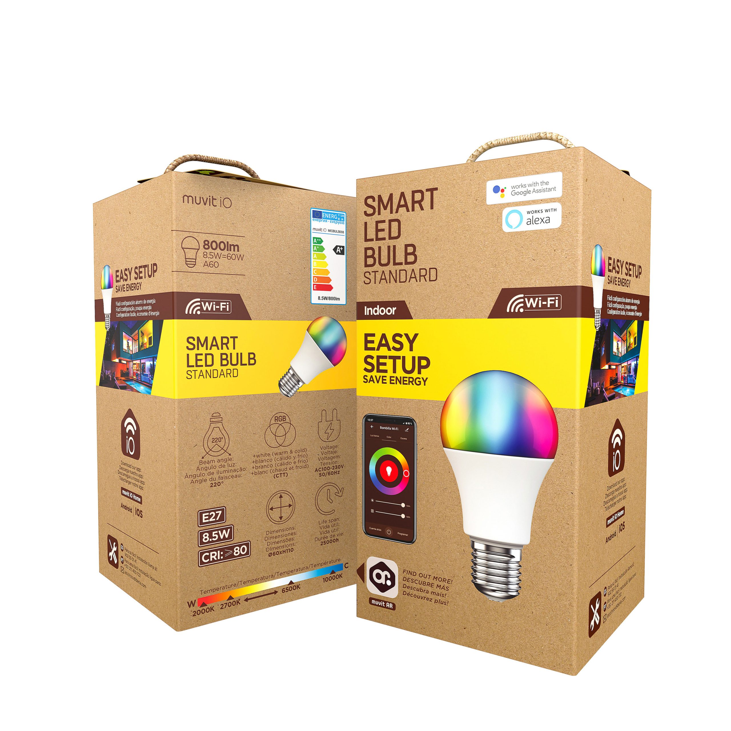 BOMBILLA MUVIT IO A60 E27 8.5W RGB