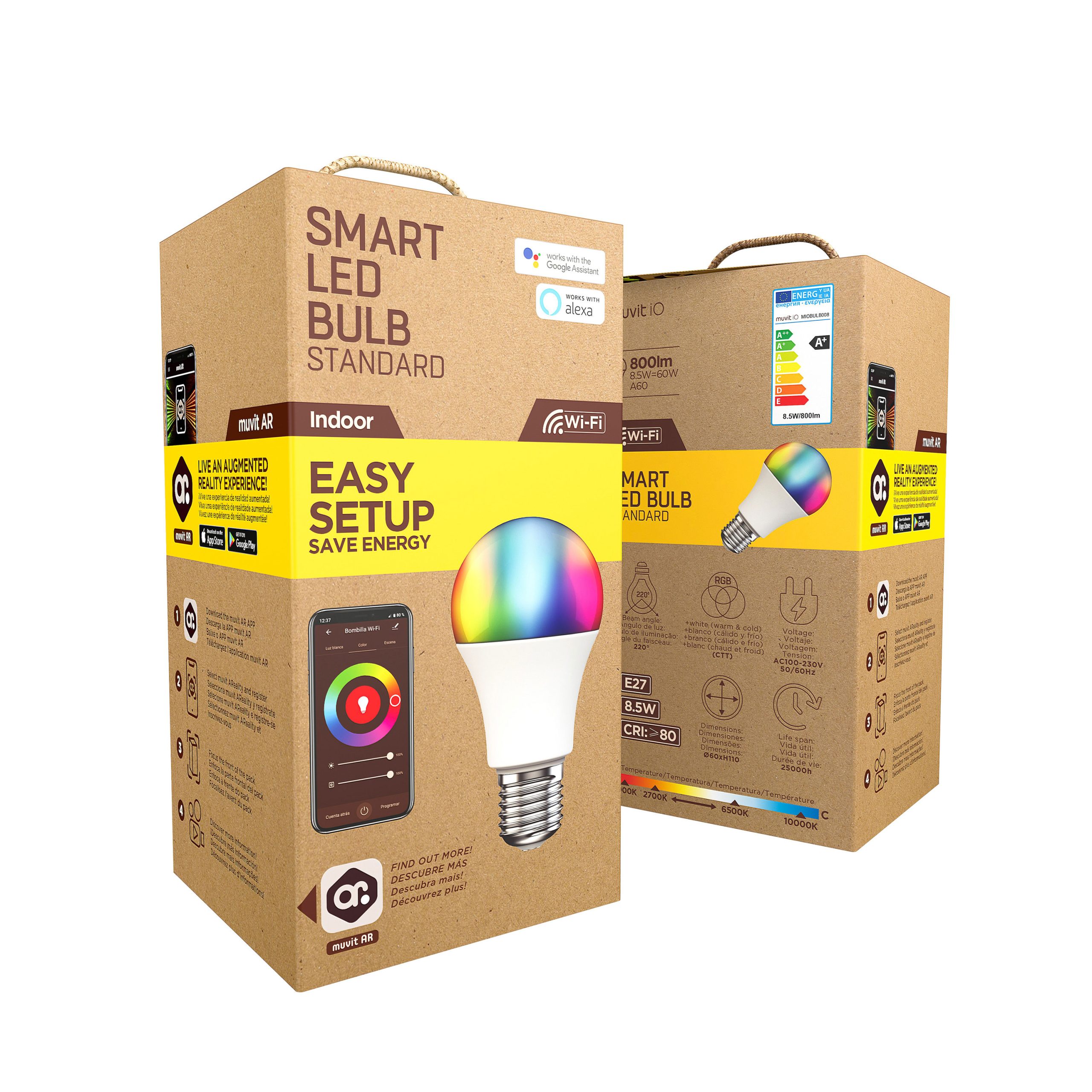 BOMBILLA MUVIT IO A60 E27 8.5W RGB