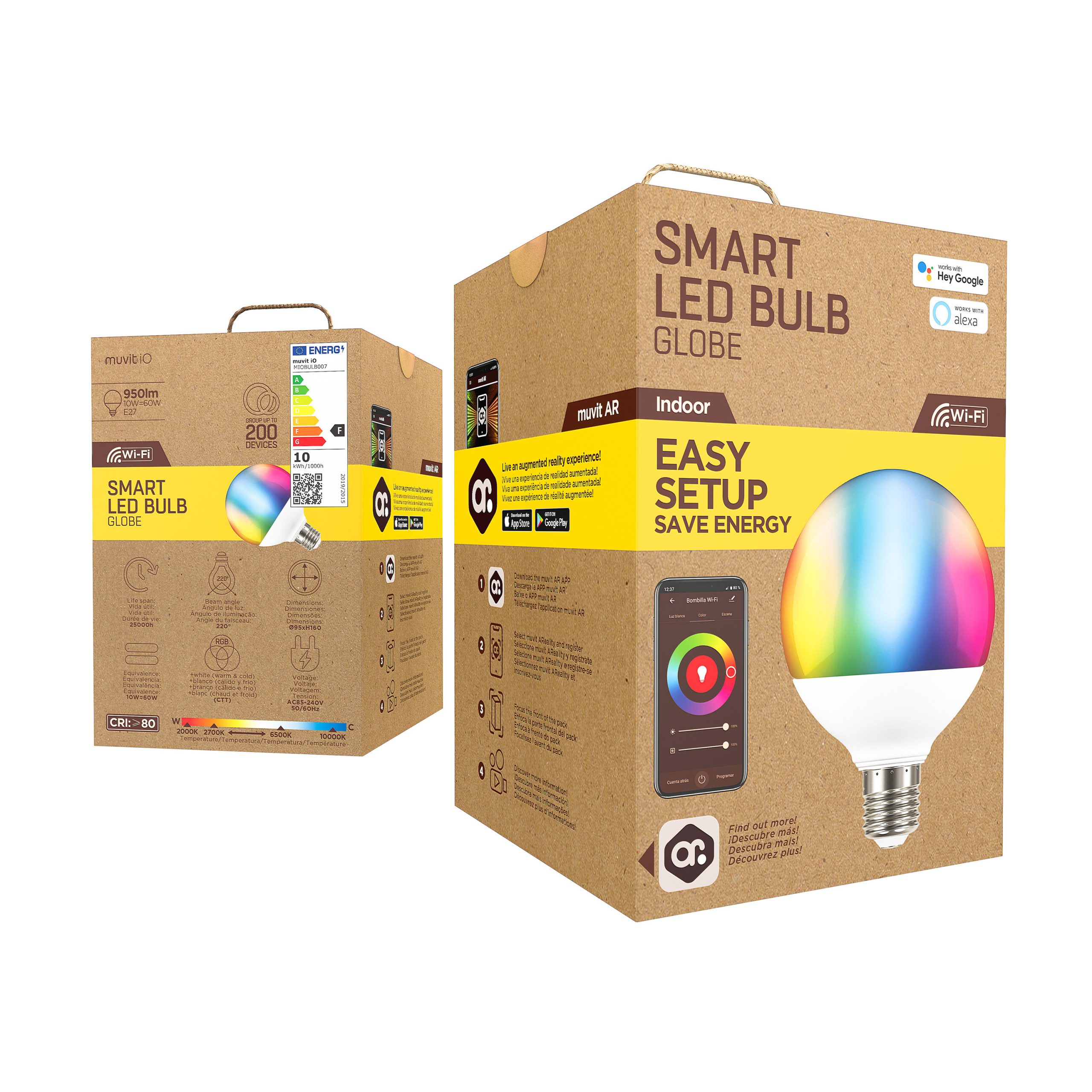 BOMBILLA MUVIT IO GLOBO E27 10W RGB