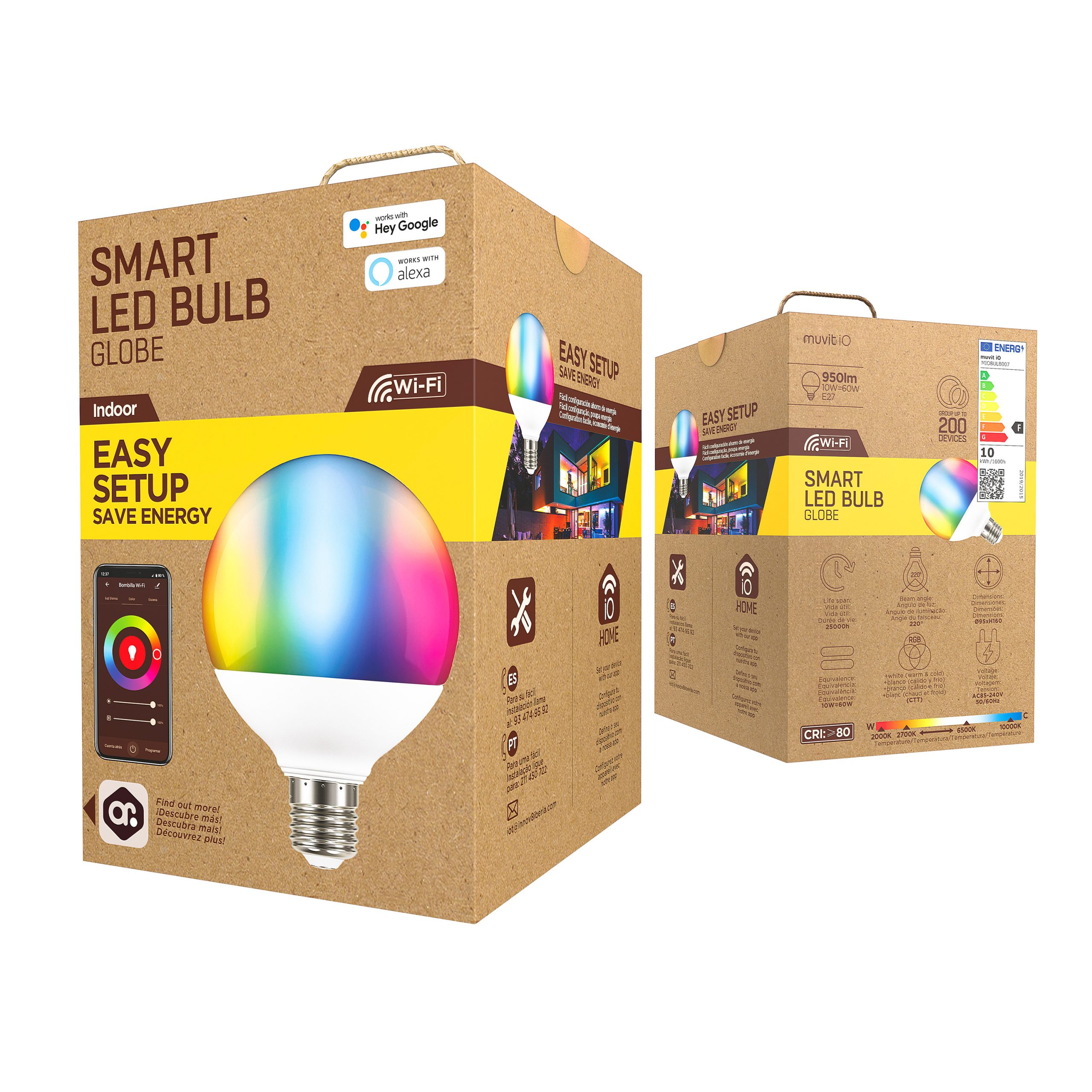 BOMBILLA MUVIT IO GLOBO E27 10W RGB