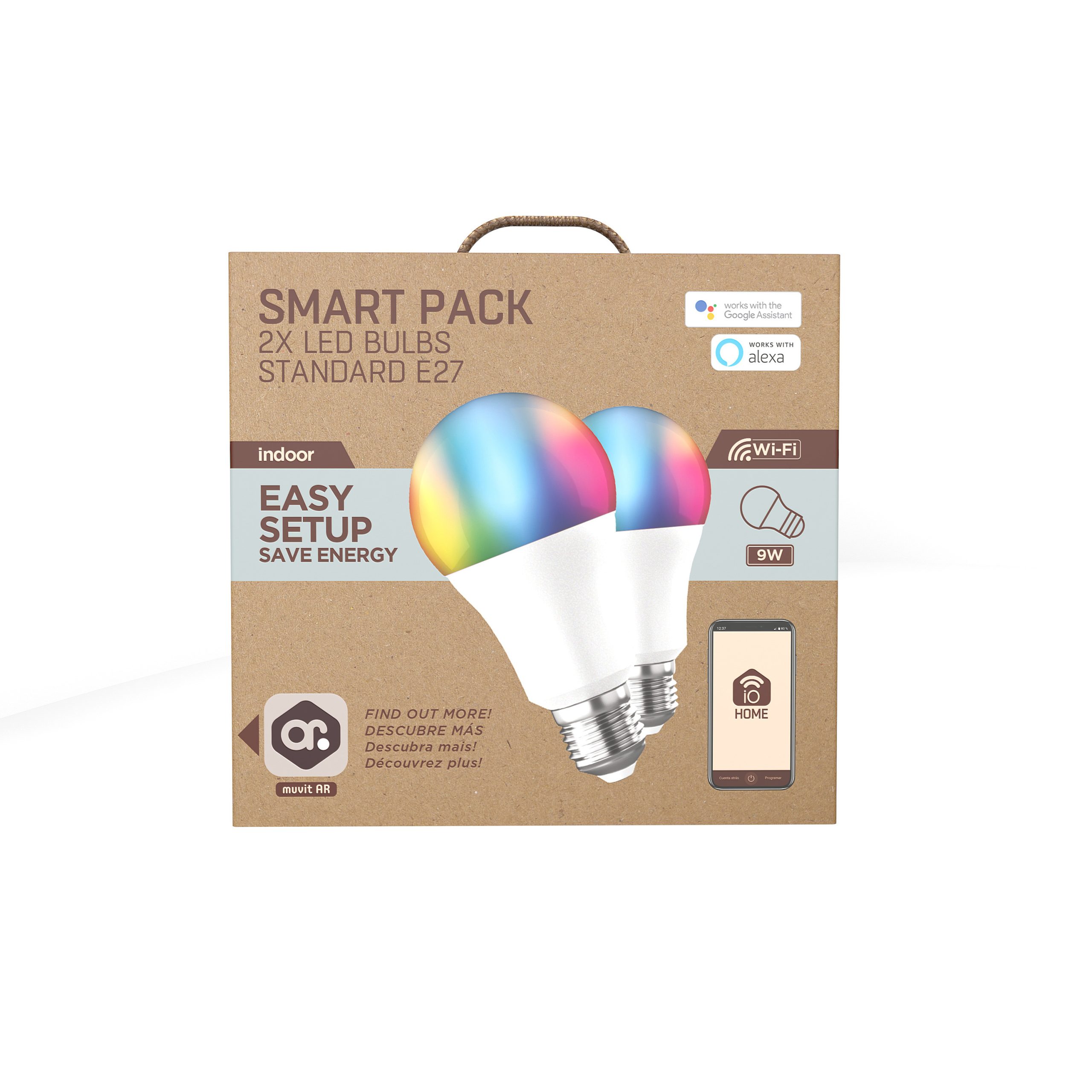 BOMBILLA MUVIT IO A60 E27 9W RGB PACK 2 UNIDADES