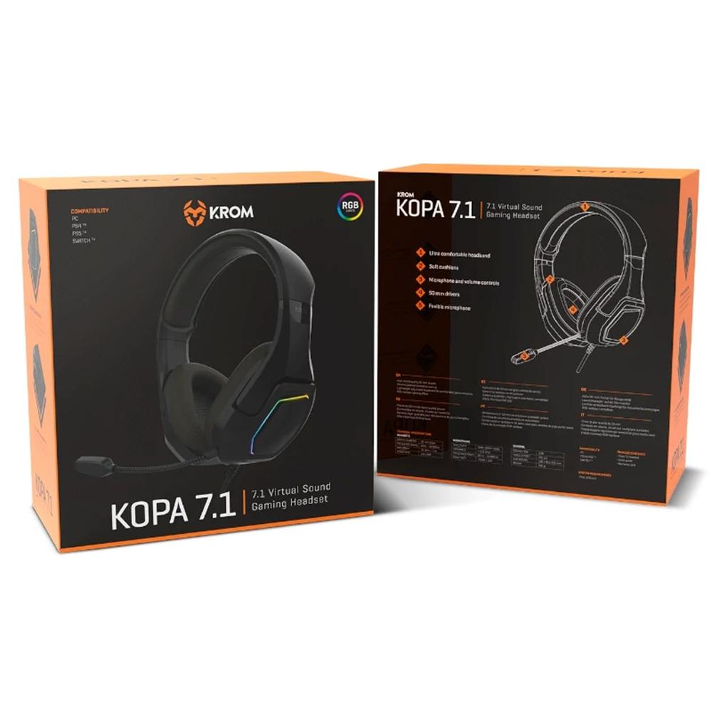 AURICULARES GAMING KROM KOPA USB NEGRO