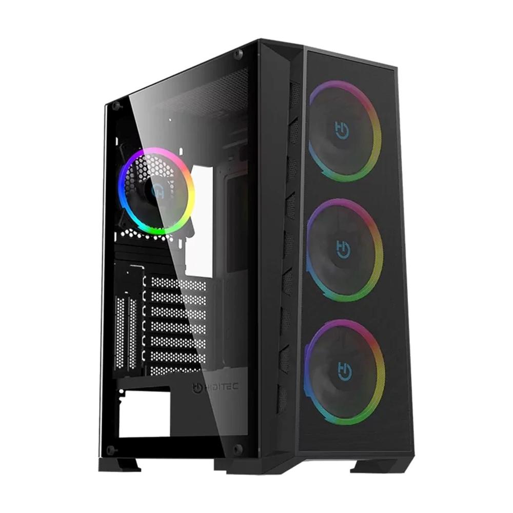 CAJA ORDENADOR GAMING HIDITEC E-ATX MH12 METAL MESH ARGB CRISTAL TEMPLADO NEGRO