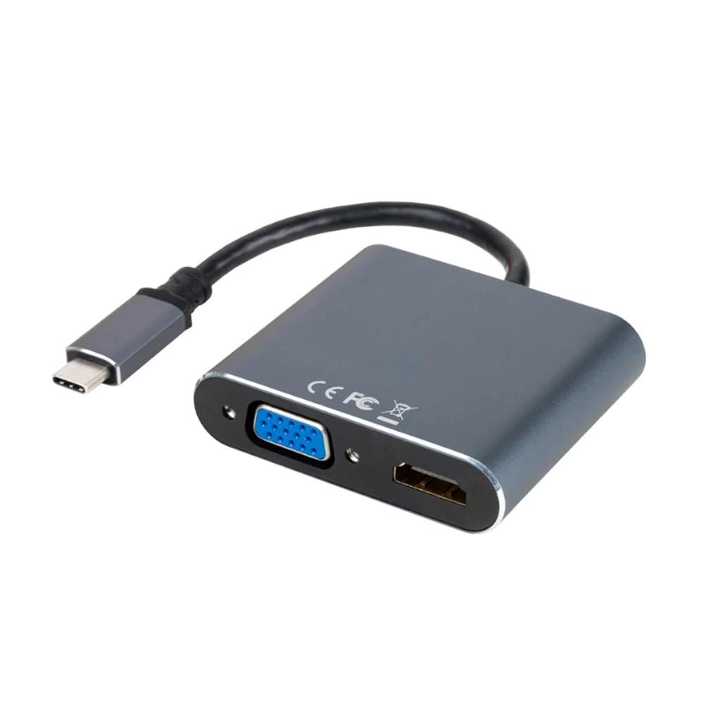 CONVERSOR NANOCABLE USB TIPO C A VGA/HDMI/PD/USB 3.0 / 0.15M / MACHO-HEMBRA / GRIS