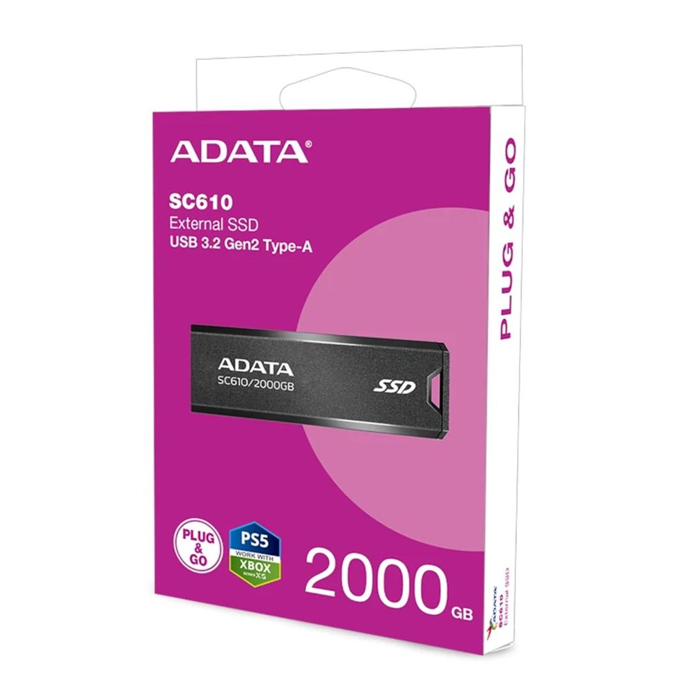 DISCO DURO EXTERNO SSD ADATA SC610 2TB USB 3.2 NEGRO