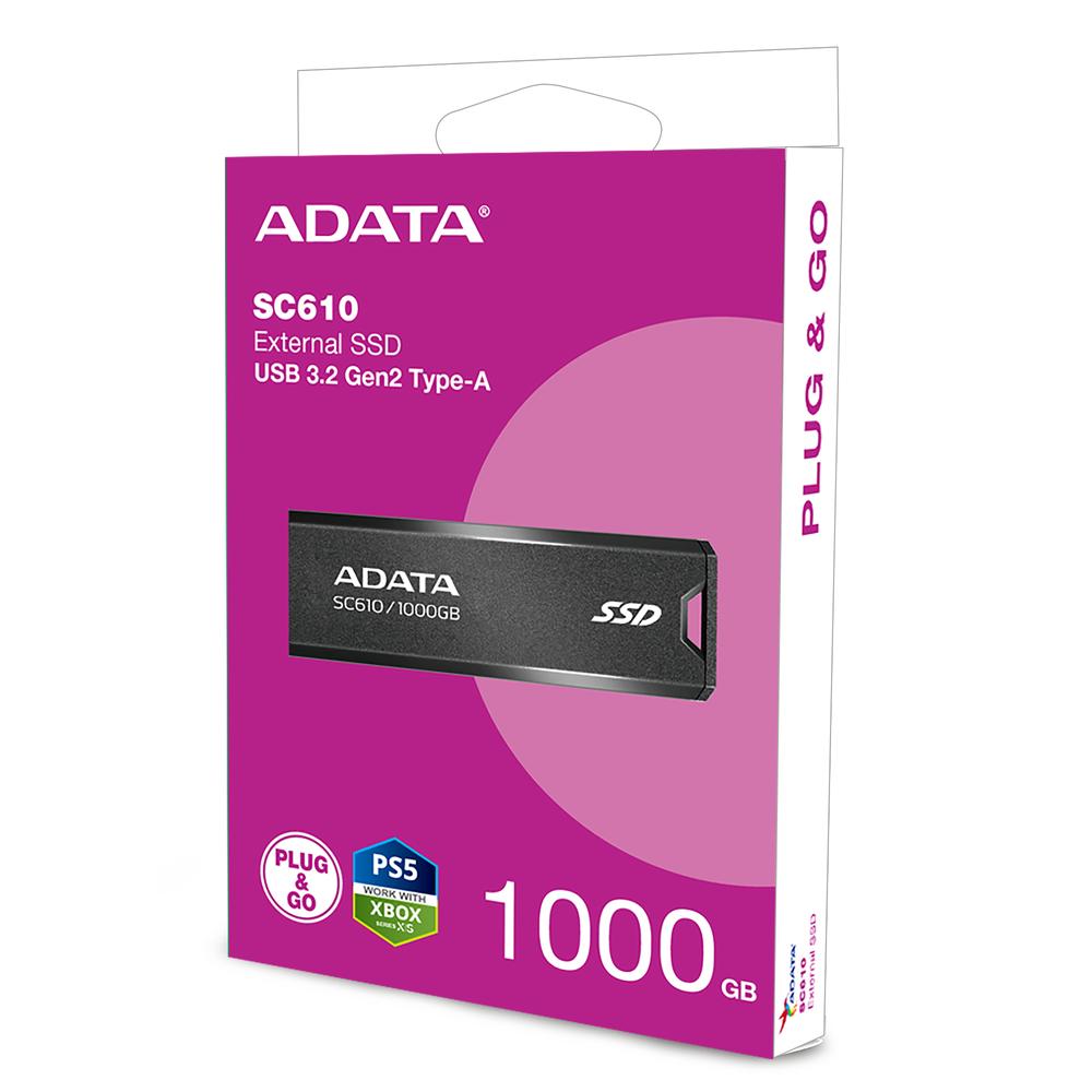 DISCO DURO EXTERNO SSD ADATA SC610 1TB USB 3.2 NEGRO