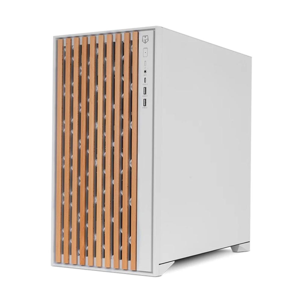 CAJA ORDENADOR GAMING NOX HUMMER ELEMENT ATX CRISTAL TEMPLADO MADERA BLANCO