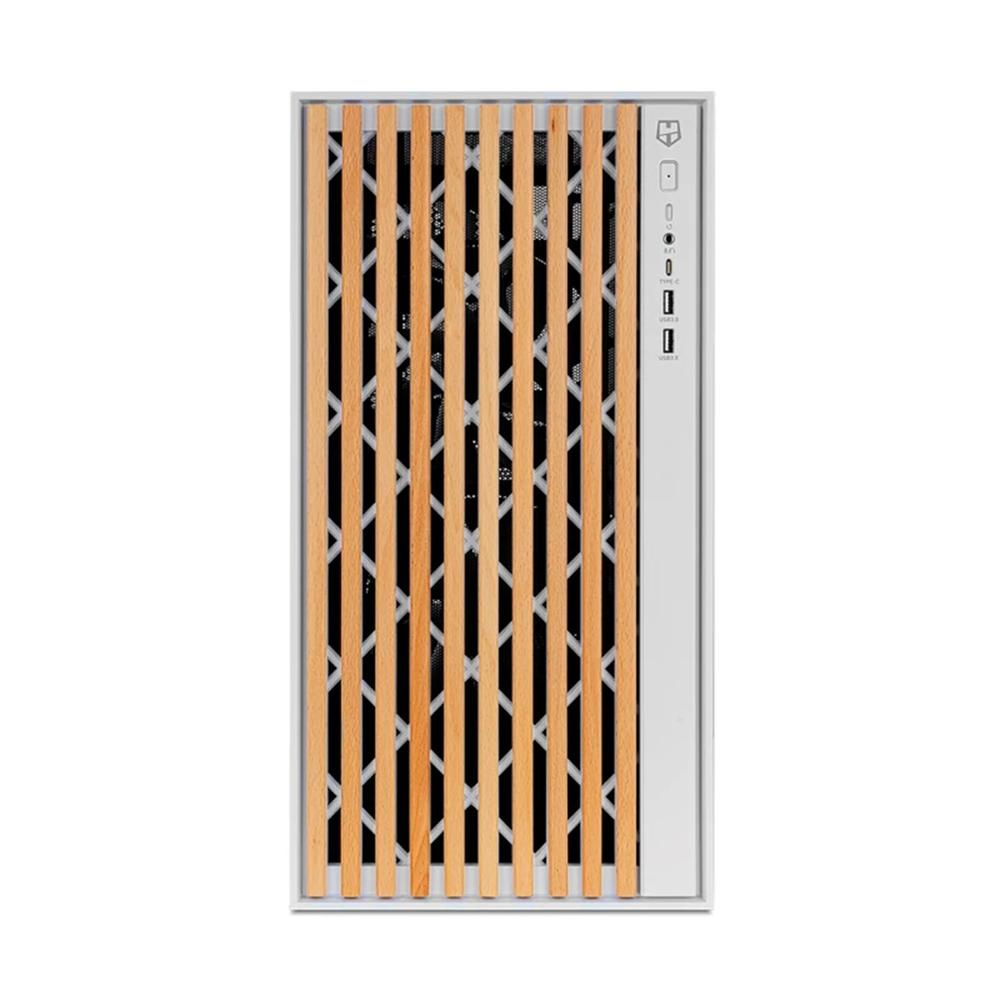 CAJA ORDENADOR GAMING NOX HUMMER ELEMENT ATX CRISTAL TEMPLADO MADERA BLANCO