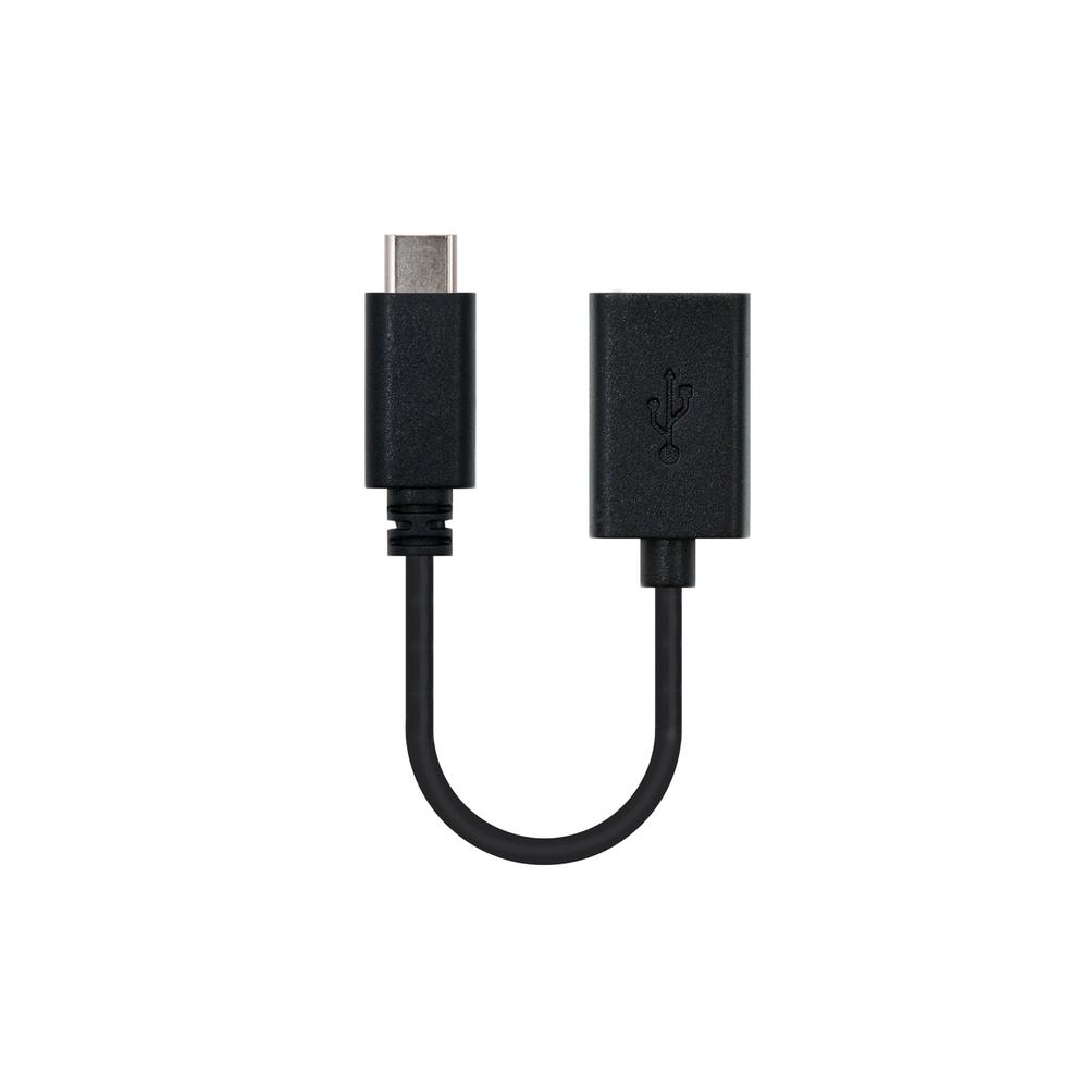 CABLE USB TIPO C A USB 2.0 NANOCABLE 0.15M/ MACHO-HEMBRA/ NEGRO