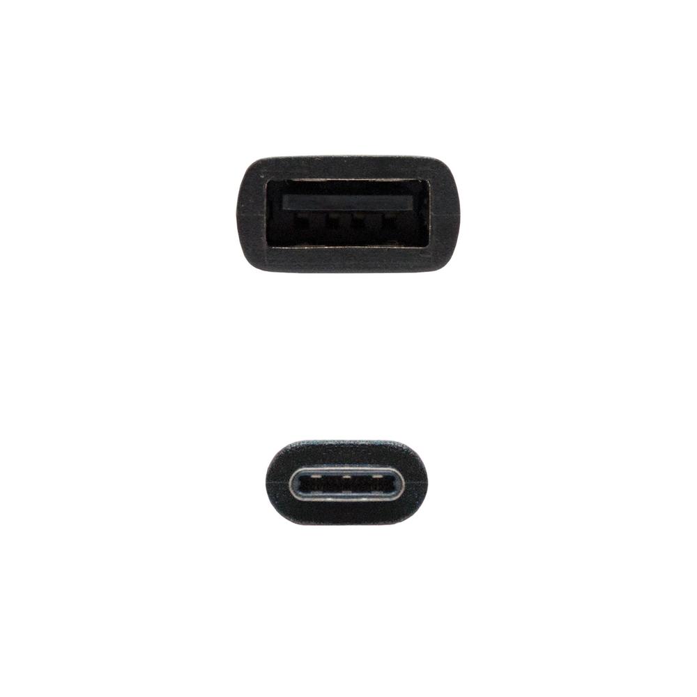 CABLE USB TIPO C A USB 2.0 NANOCABLE 0.15M/ MACHO-HEMBRA/ NEGRO