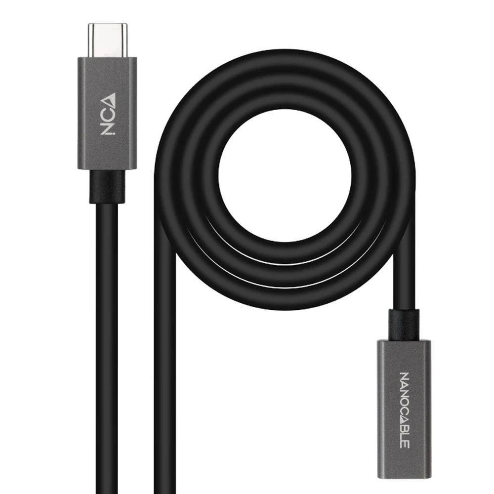 CABLE USB TIPO C NANOCABLE 0.5M/ MACHO-HEMBRA/ NEGRO