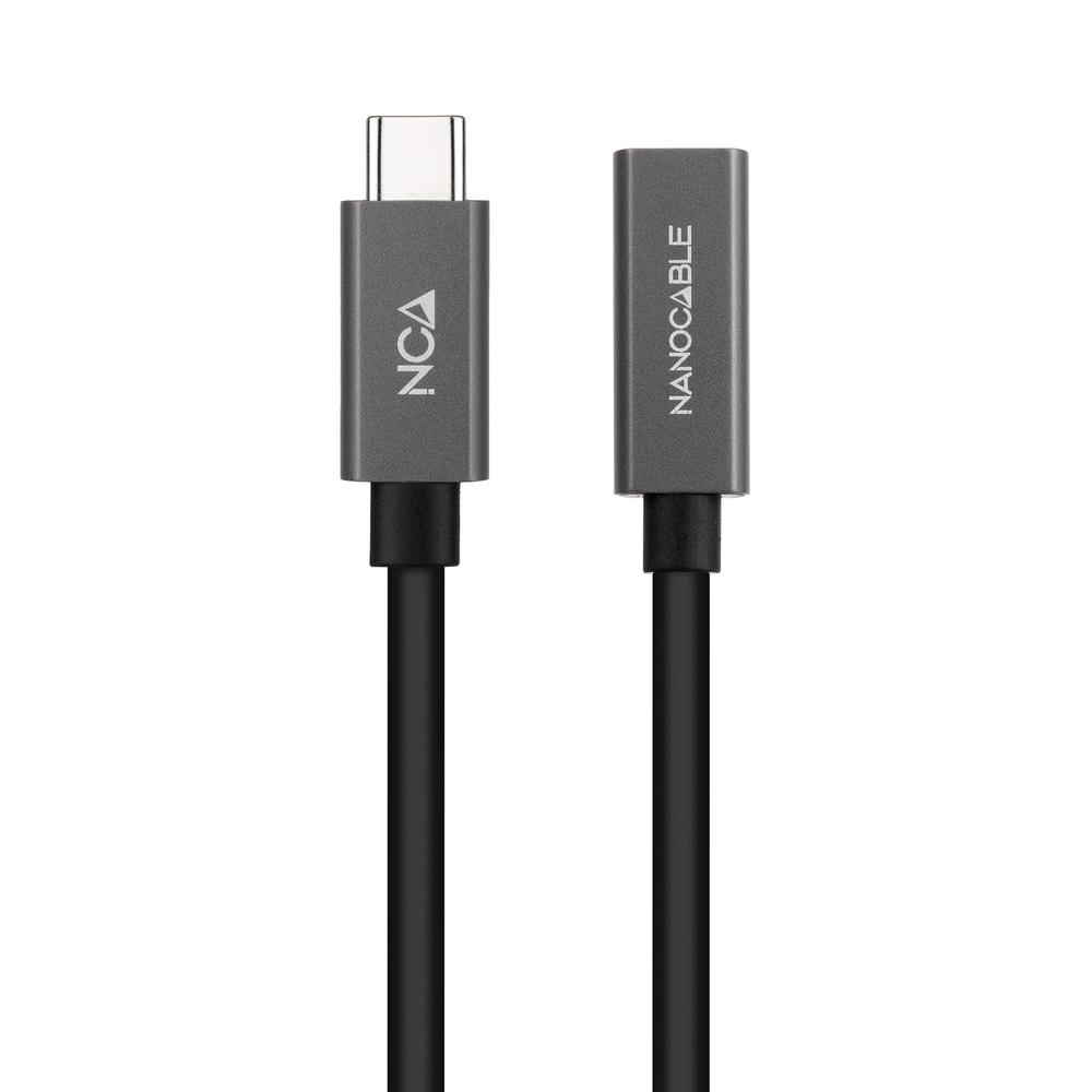 CABLE USB TIPO C NANOCABLE 0.5M/ MACHO-HEMBRA/ NEGRO