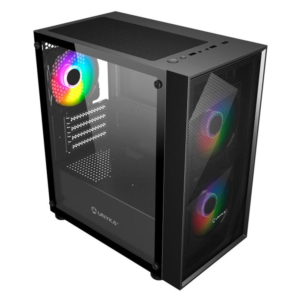 CAJA ORDENADOR GAMING UNYKA MIR B200 MATX ARGB CRISTAL TEMPLADO NEGRO
