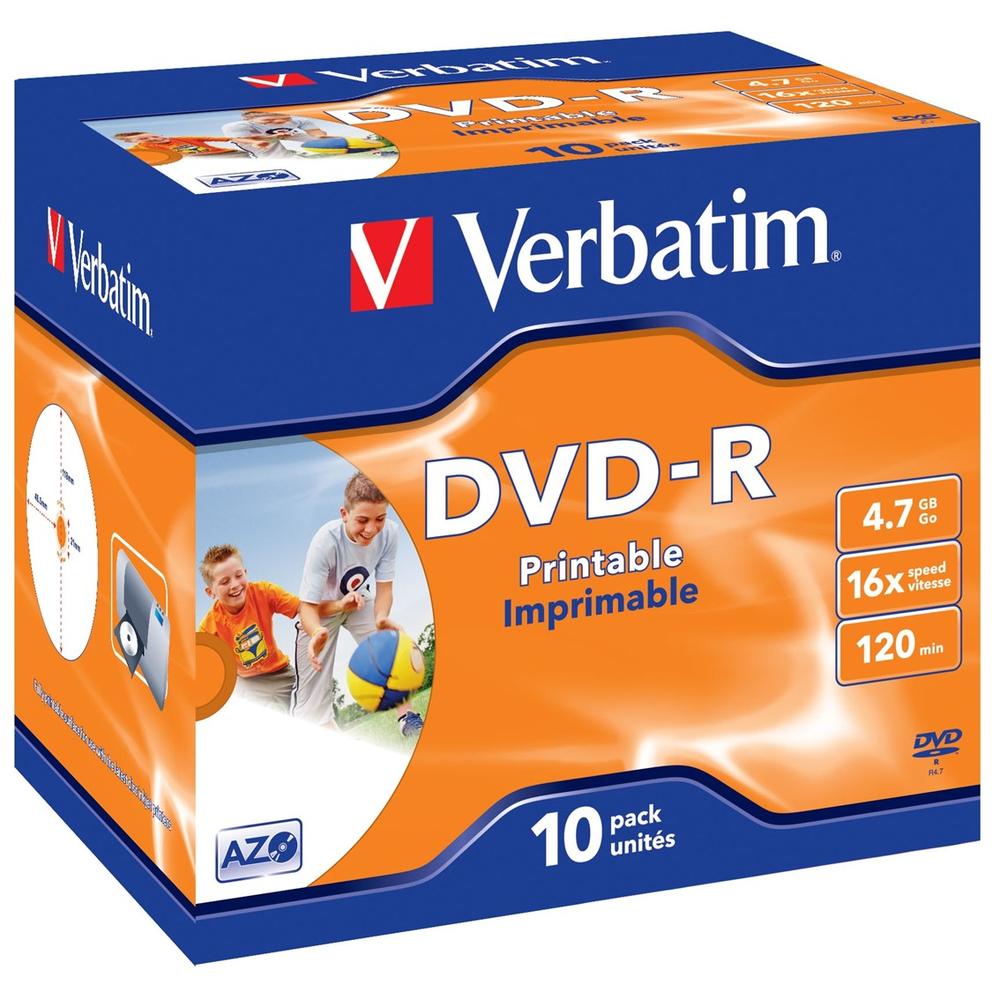 VERBATIM DVD-R 4.7GB 16X TARRINA 10UDS IMPRIMIBLE
