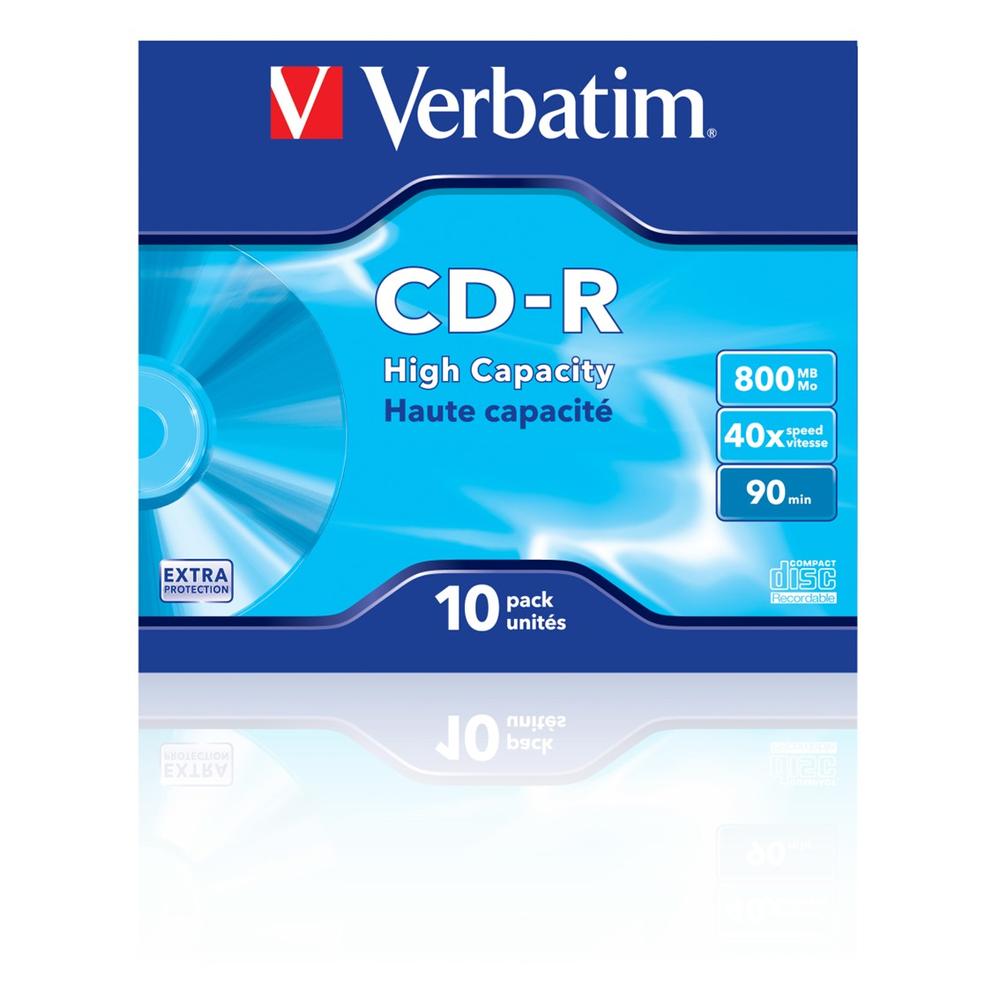 VERBATIM CD-R 800MB 40X TARRINA 10 UNIDADES DATALIFE EXTRA PROTECTION