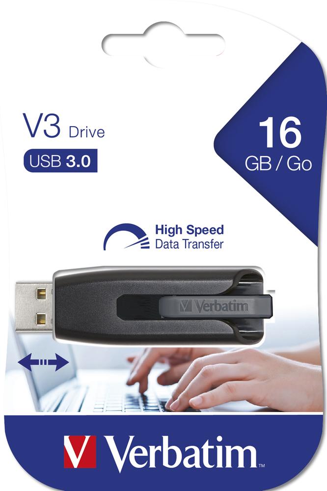 MEMORIA USB 3.0 VERBATIM STORENGO 16GB NEGRO
