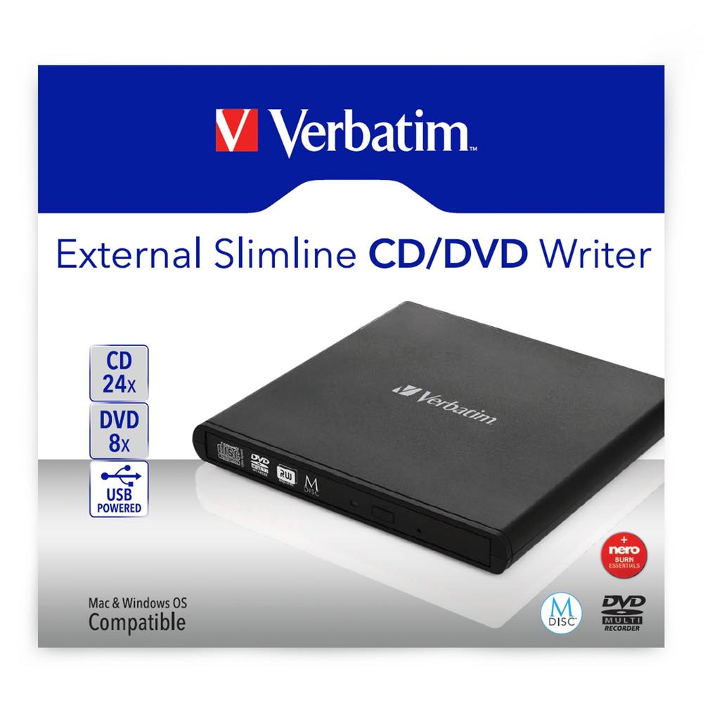 REGRABADORA EXTERNA CD/DVD VERBATIM SLIMLINE USB 2.0